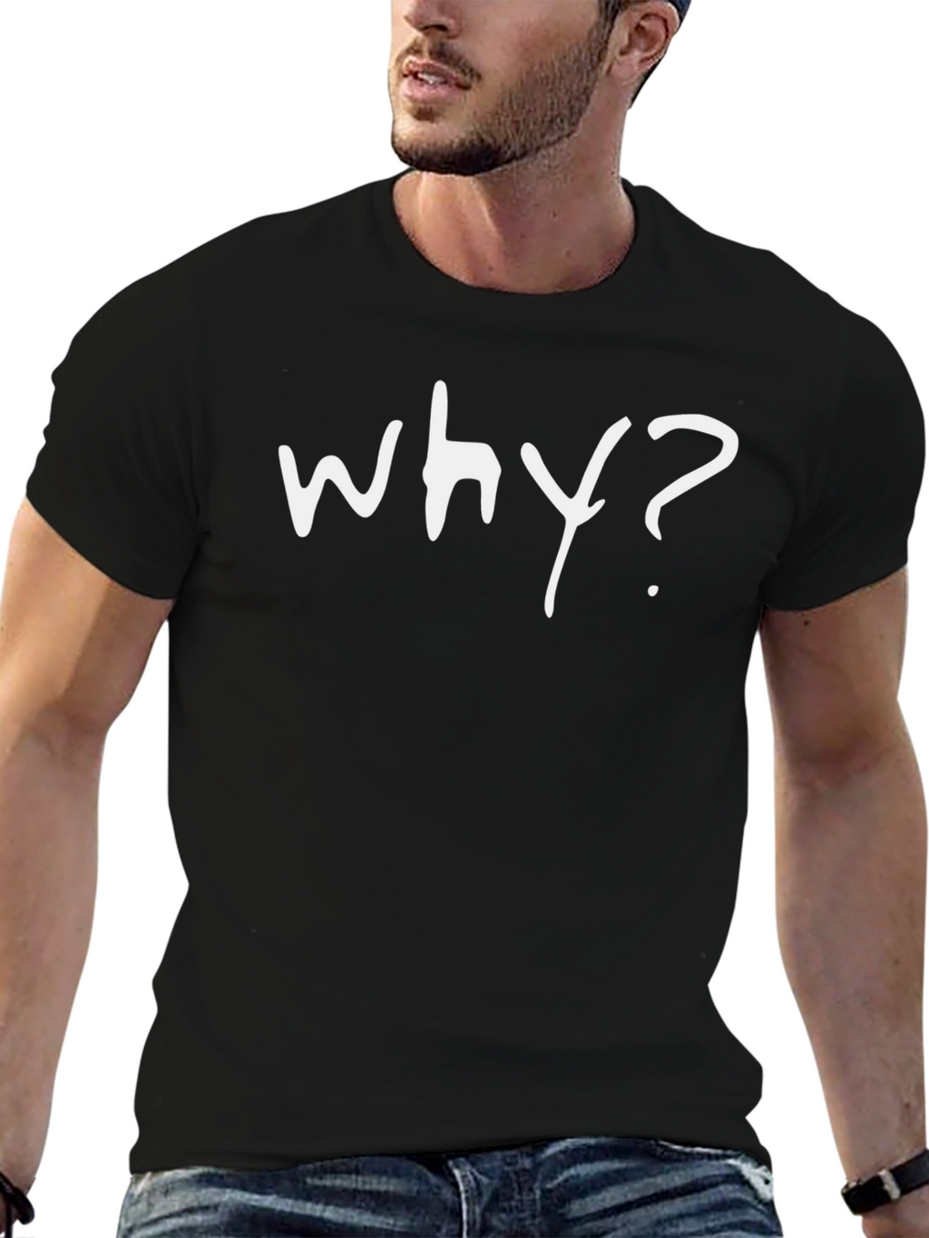 Why? Graphic Print Black T-Shirt