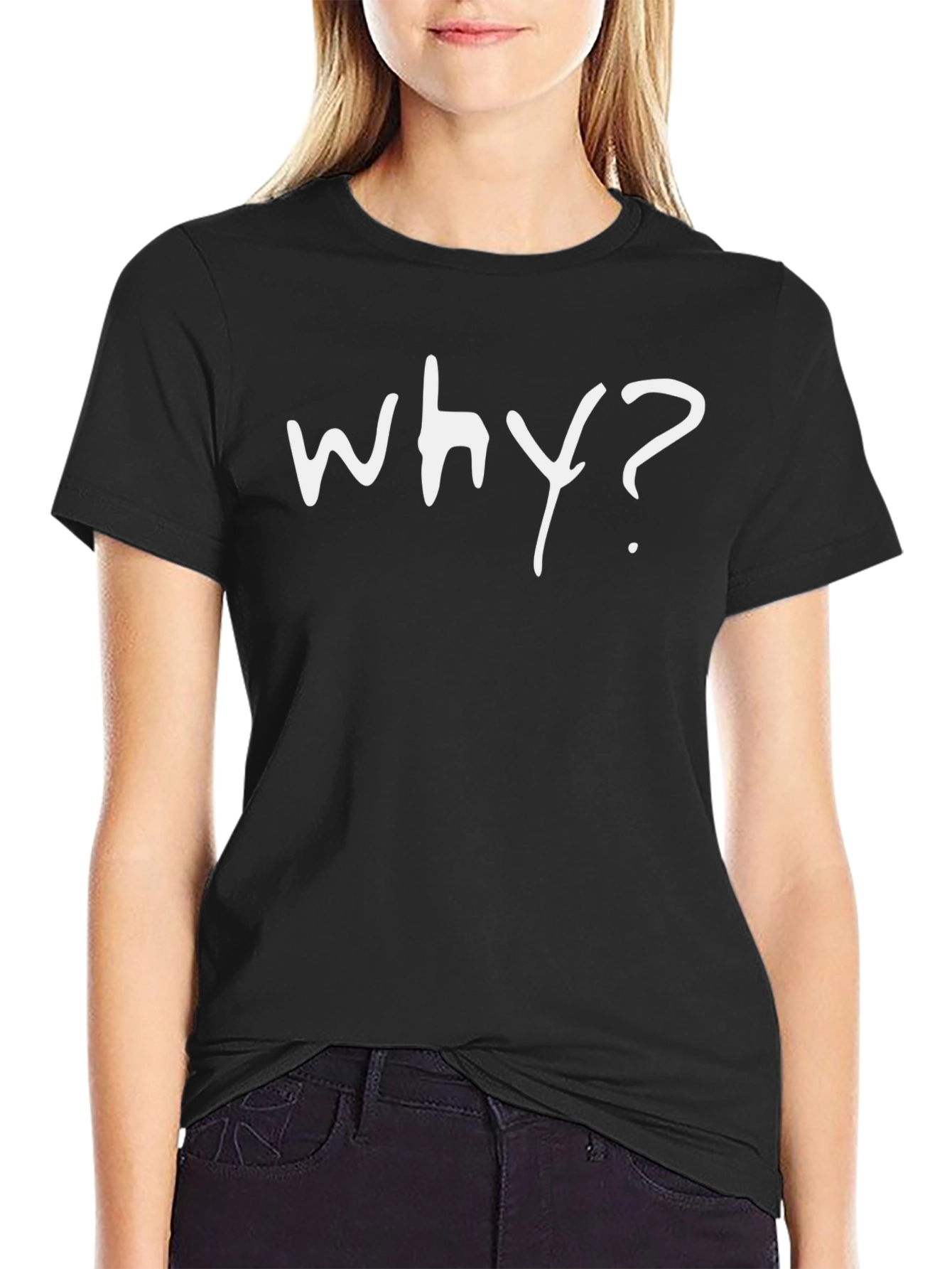 Why? Graphic Print Black T-Shirt