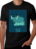 Yak Graphic Print T-Shirt - Black