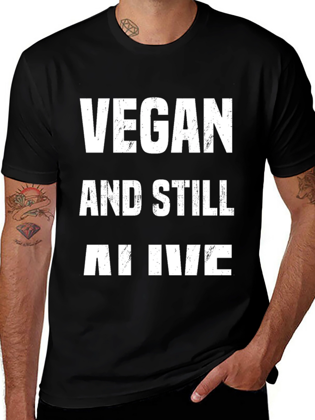 Vegan And Still Alive Funny Graphic Tee