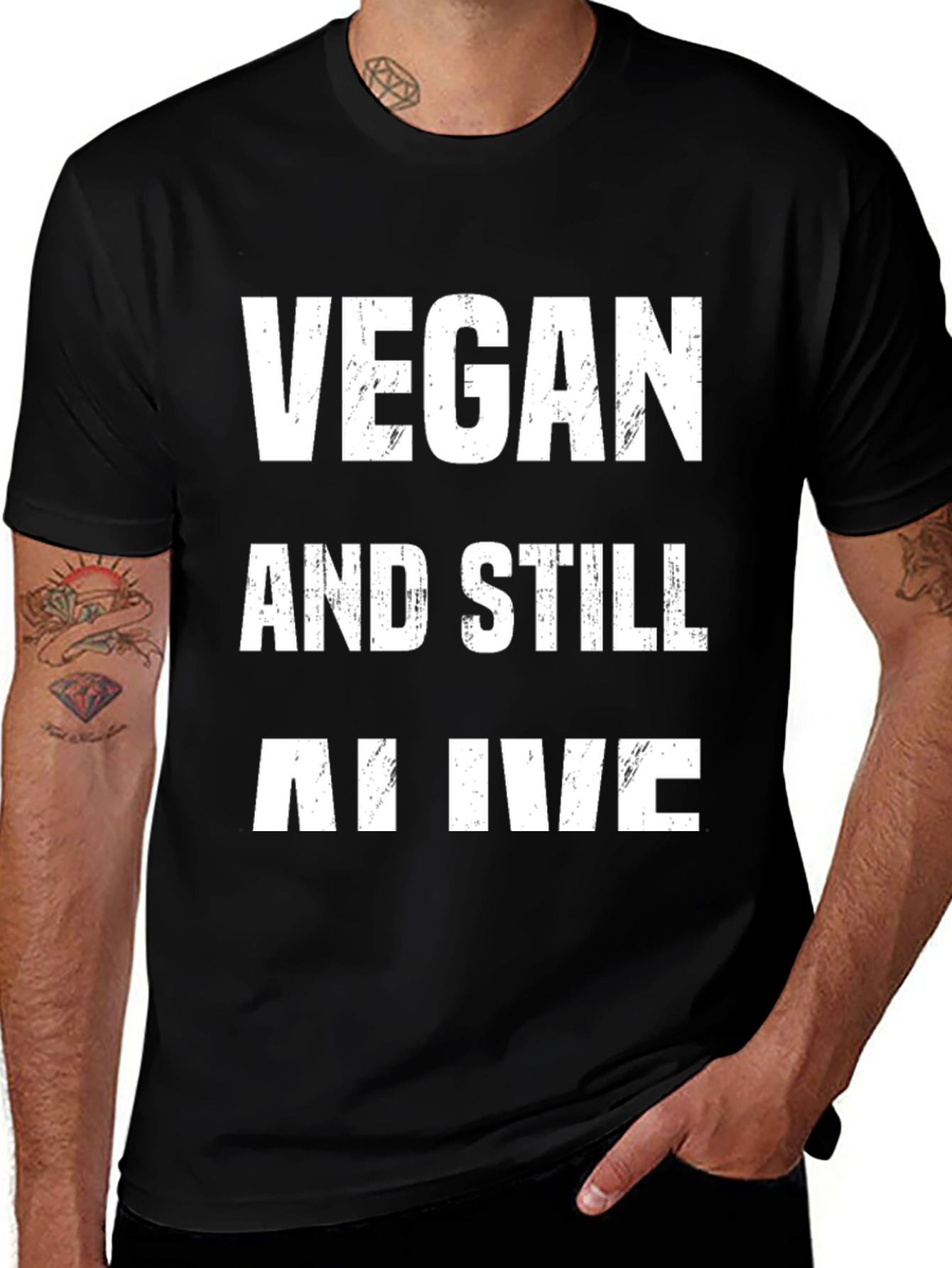 Vegan And Still Alive Funny Graphic Tee