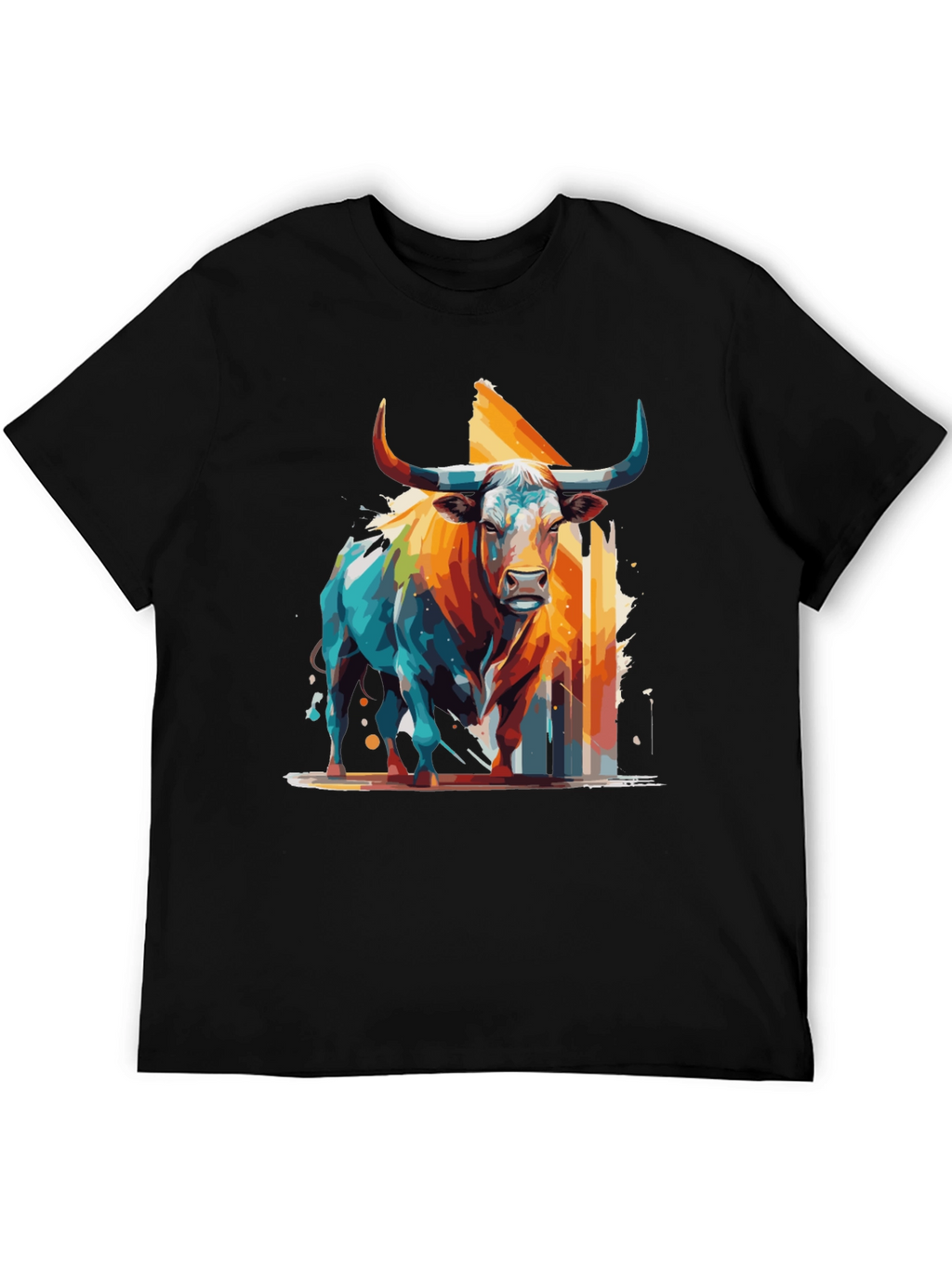 Bold Bull Graphic Tee - Artistic Animal Print