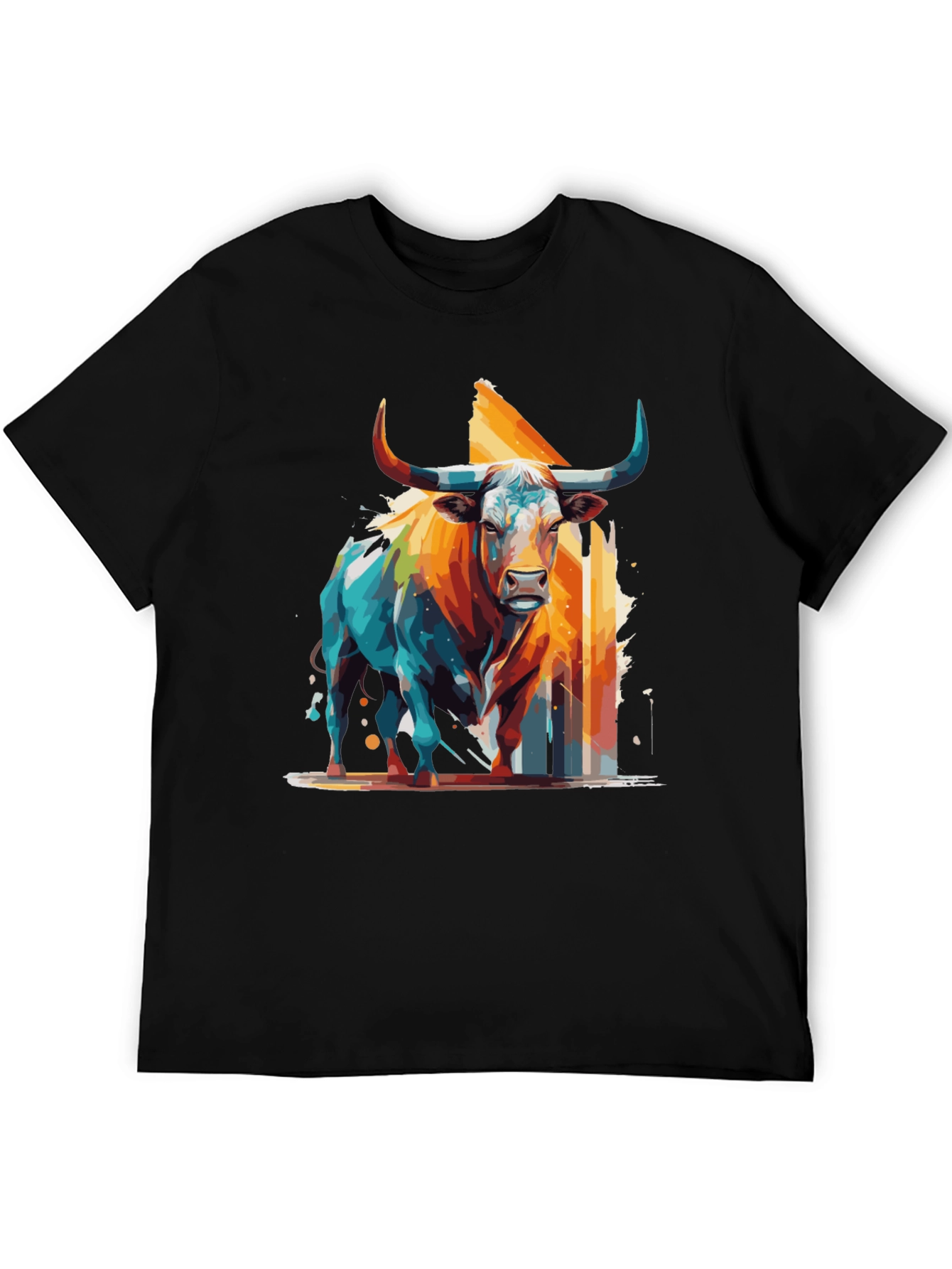 Bold Bull Graphic Tee - Artistic Animal Print