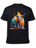 Bold Bull Graphic Tee - Artistic Animal Print