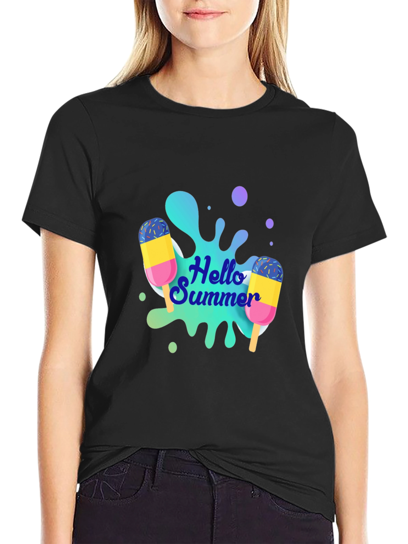 Hello Summer Graphic Tee - Black