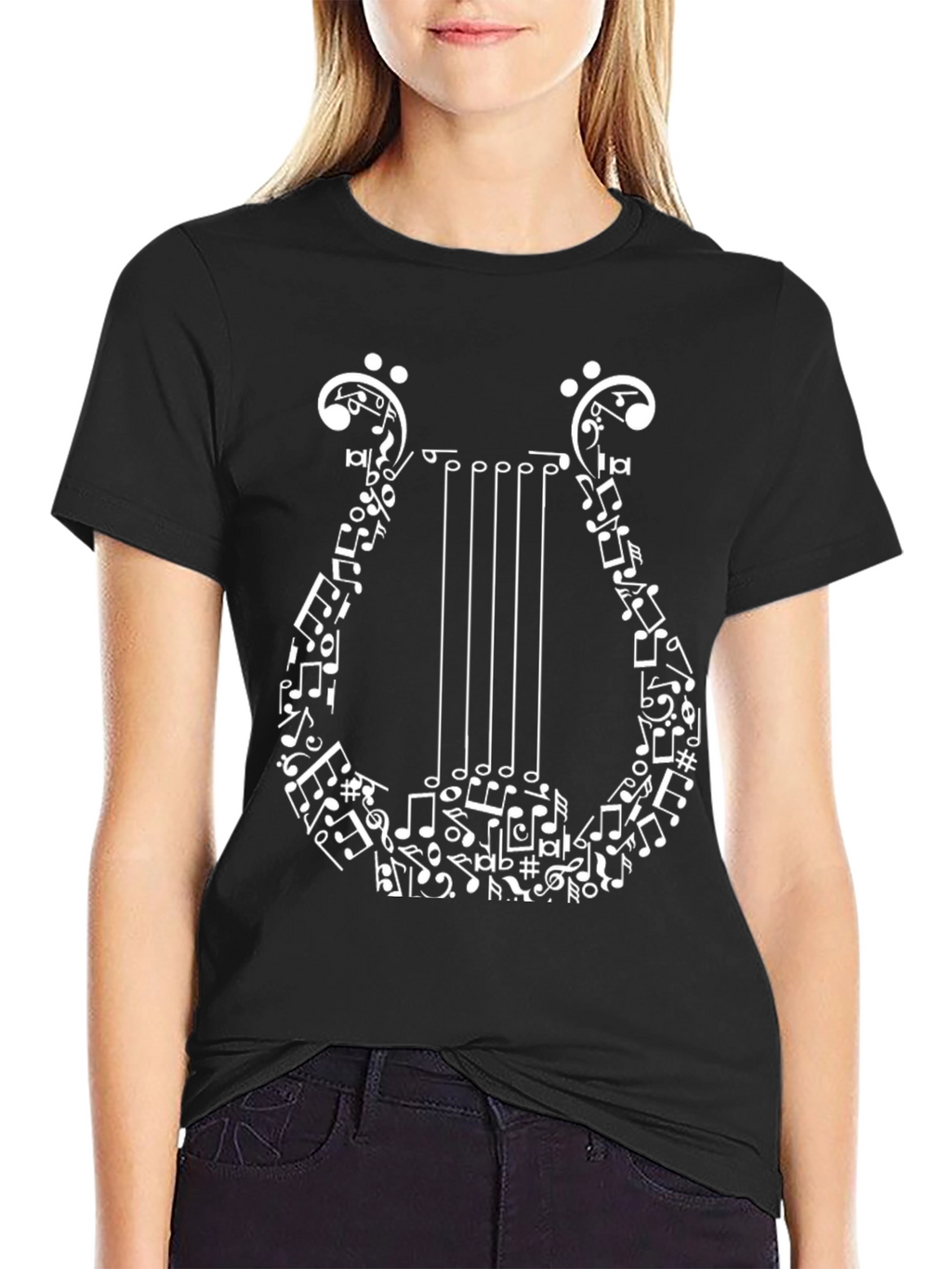 Musical Lyre Graphic Tee - Black