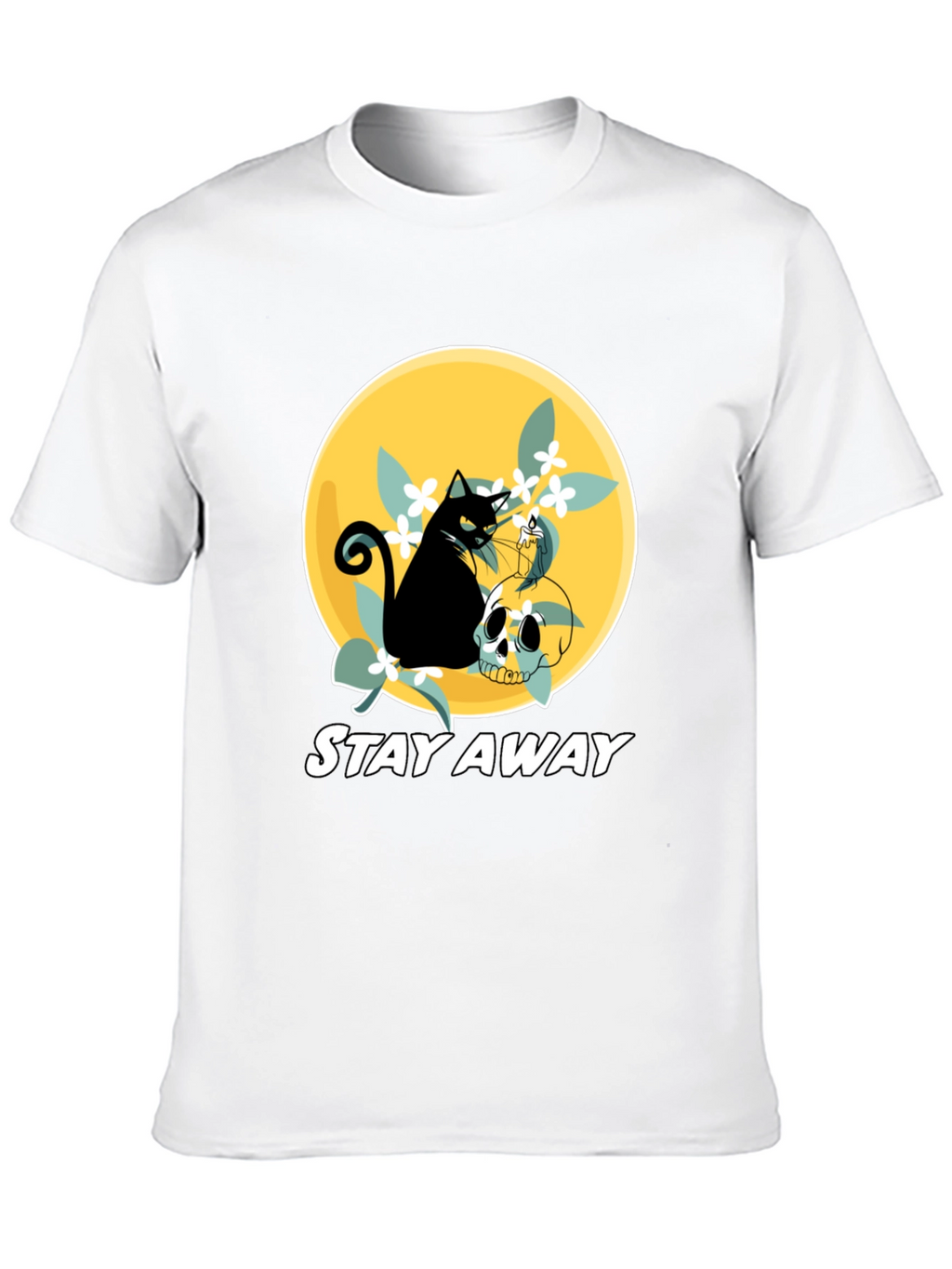 Stay Away Cat & Skull Graphic T-Shirt