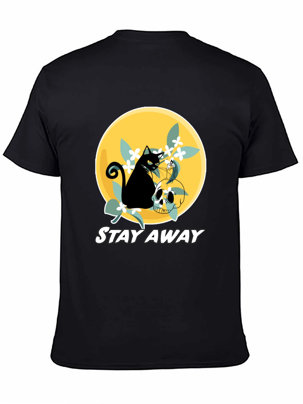 Stay Away Cat & Skull Graphic T-Shirt