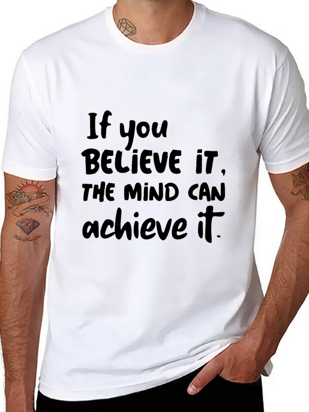 Inspirational Black T-Shirt - Believe & Achieve