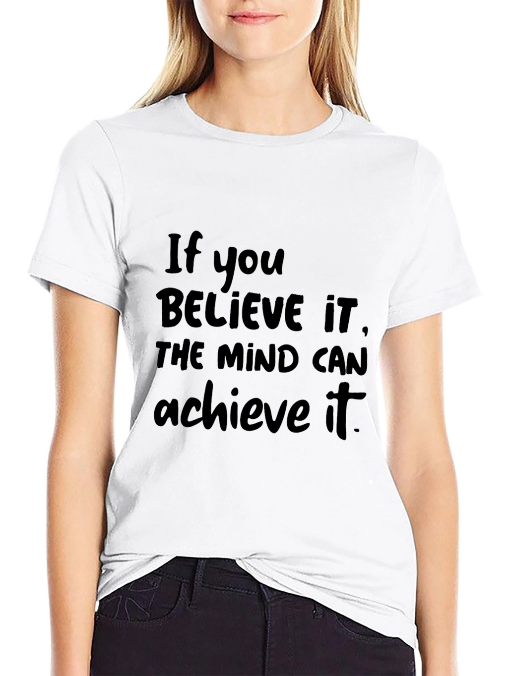 Inspirational Black T-Shirt - Believe & Achieve