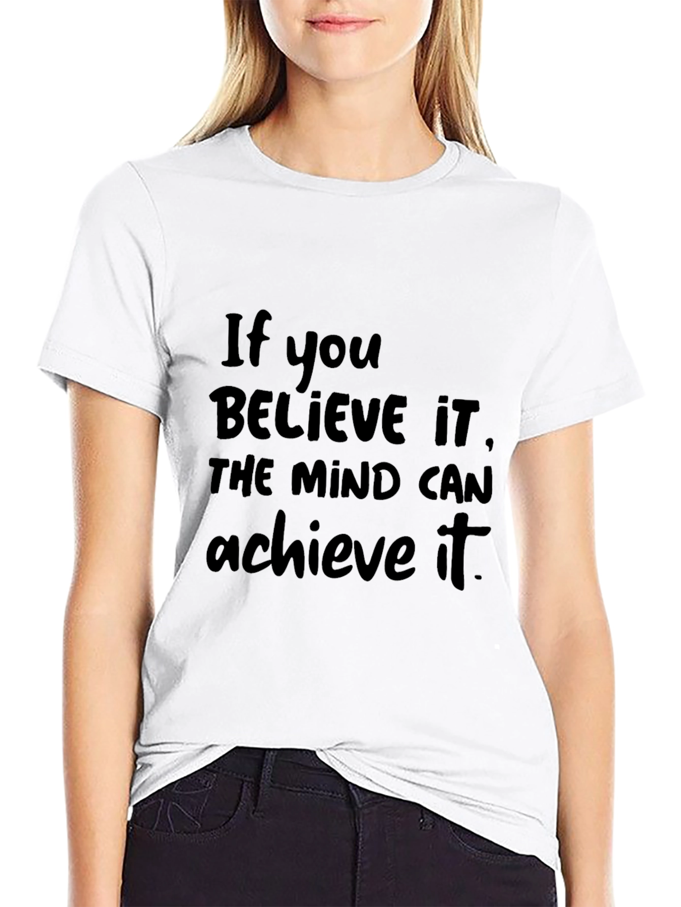 Inspirational Black T-Shirt - Believe & Achieve