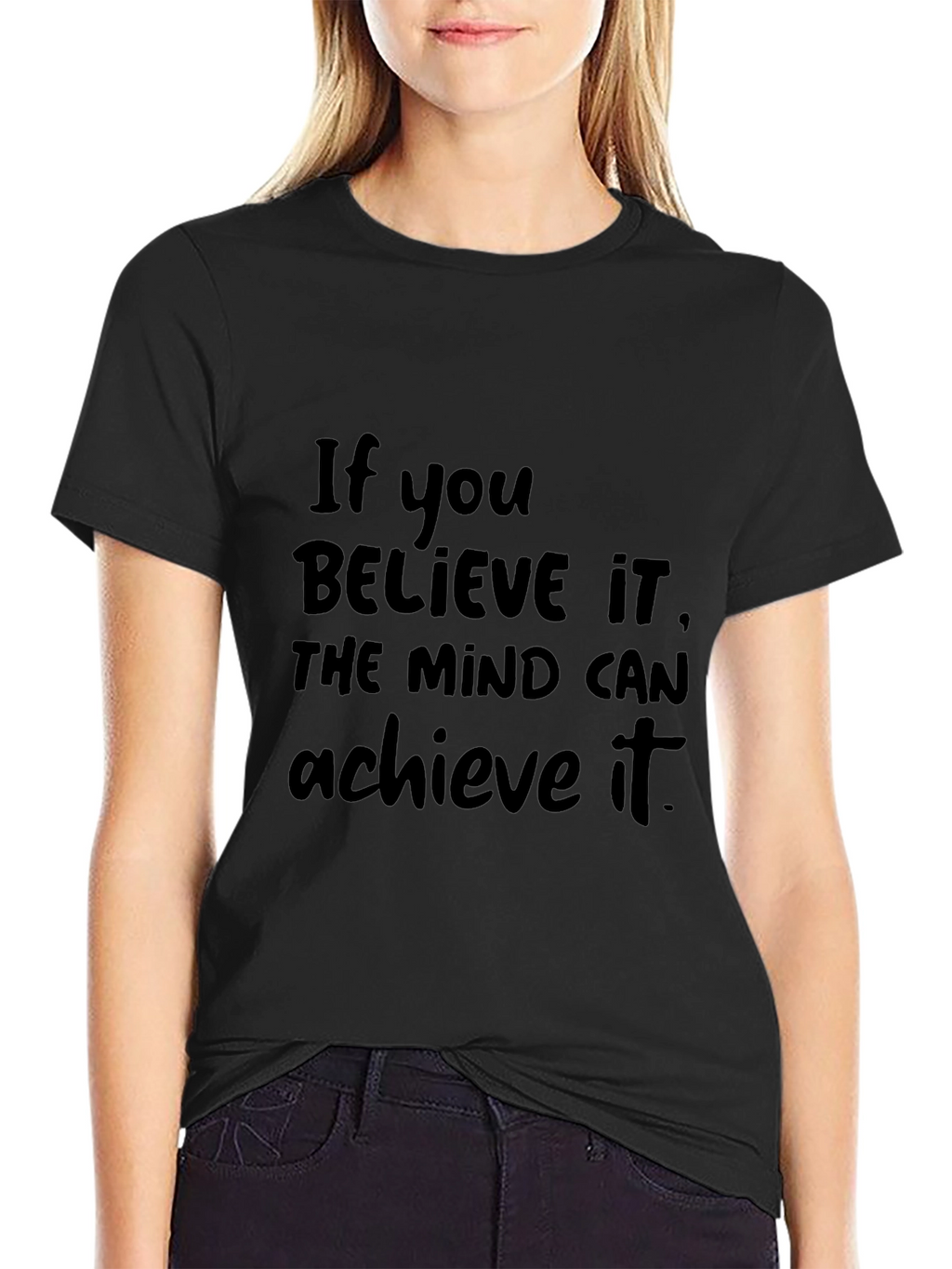 Inspirational Black T-Shirt - Believe & Achieve