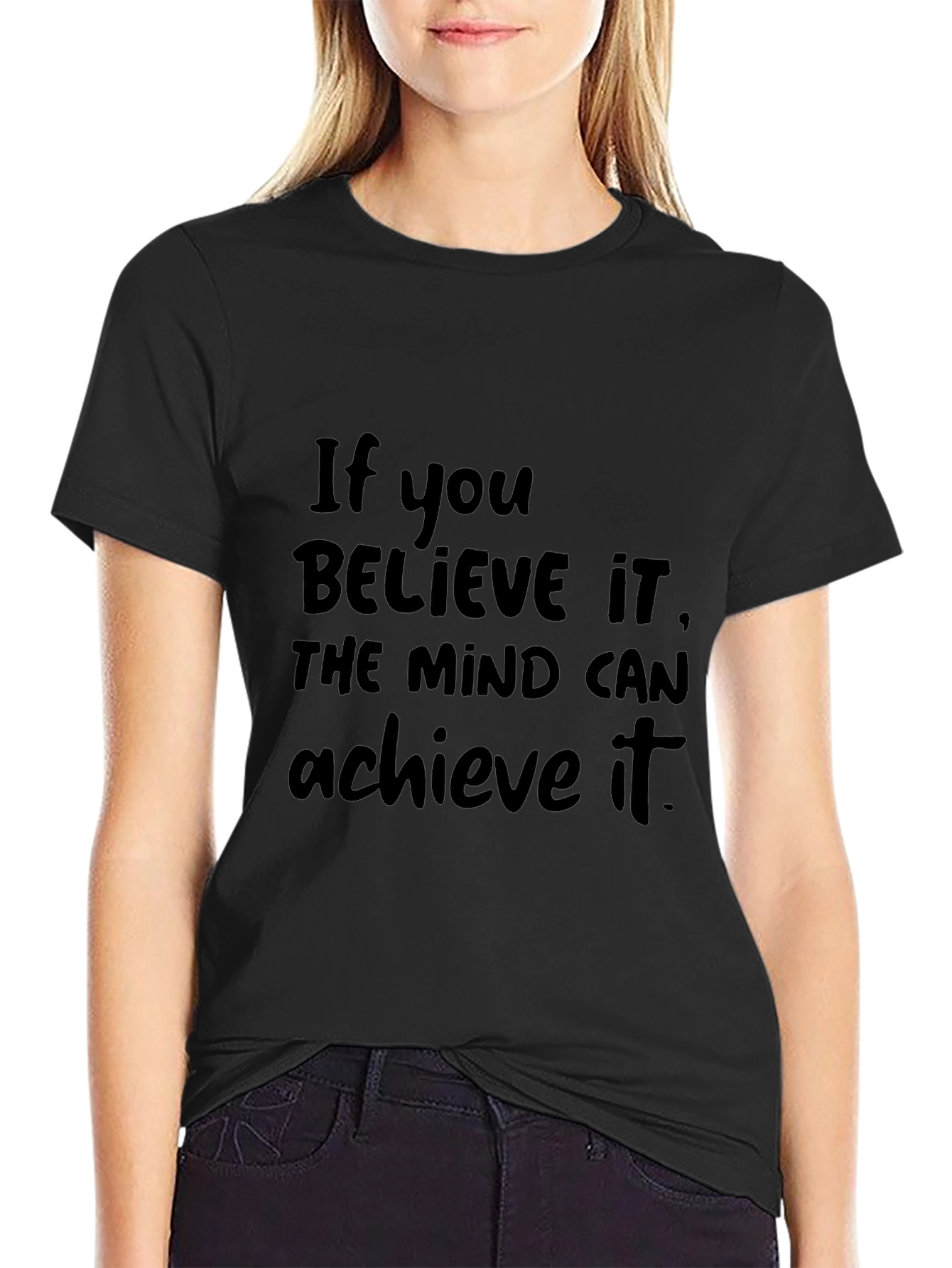 Inspirational Black T-Shirt - Believe & Achieve