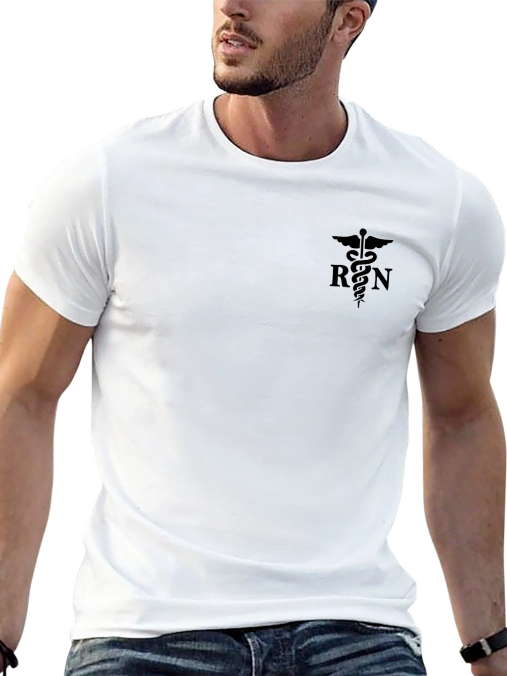 RN Caduceus Black T-Shirt - Registered Nurse Apparel