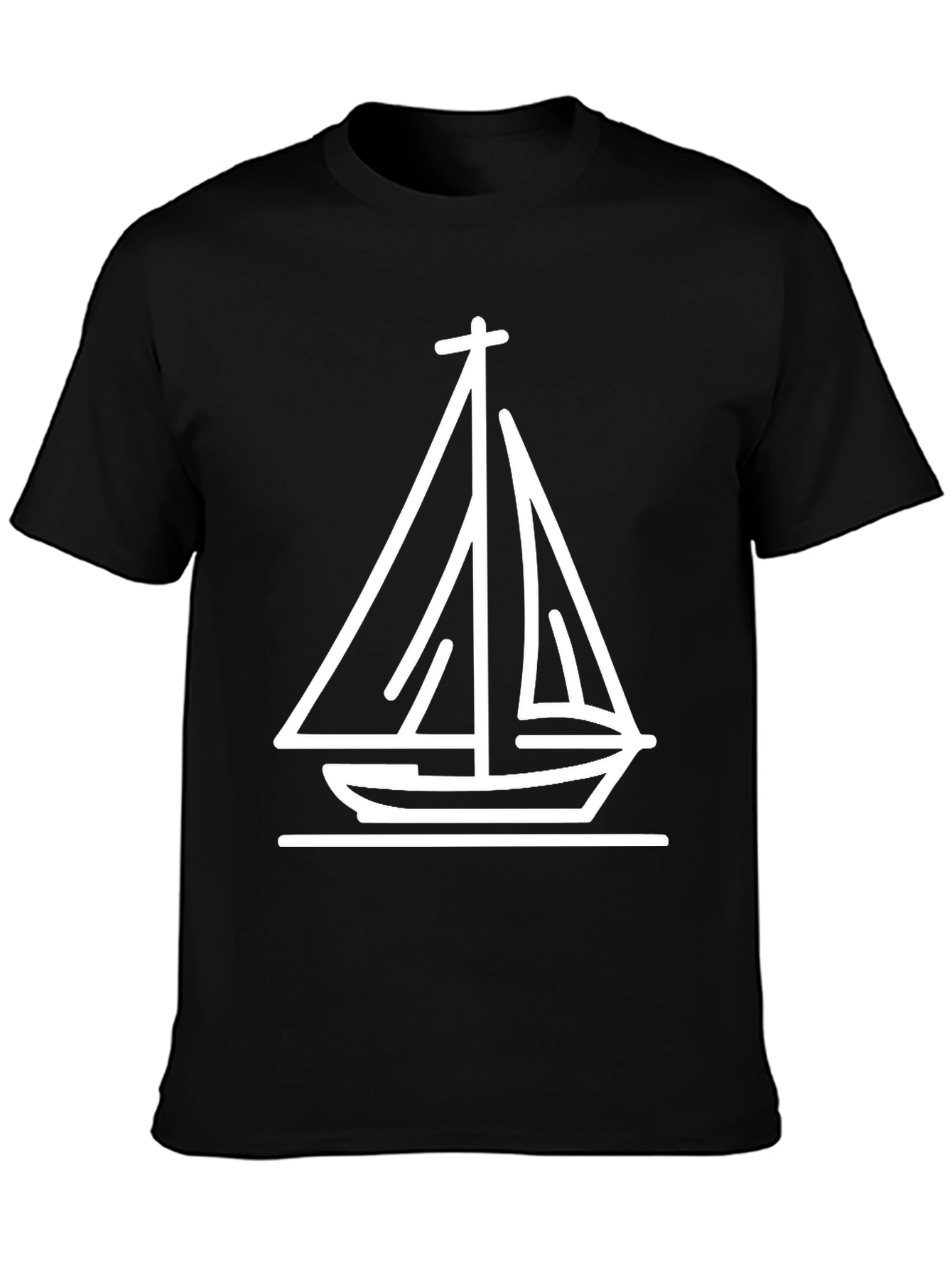 Nautical Sailboat Graphic Tee - Black