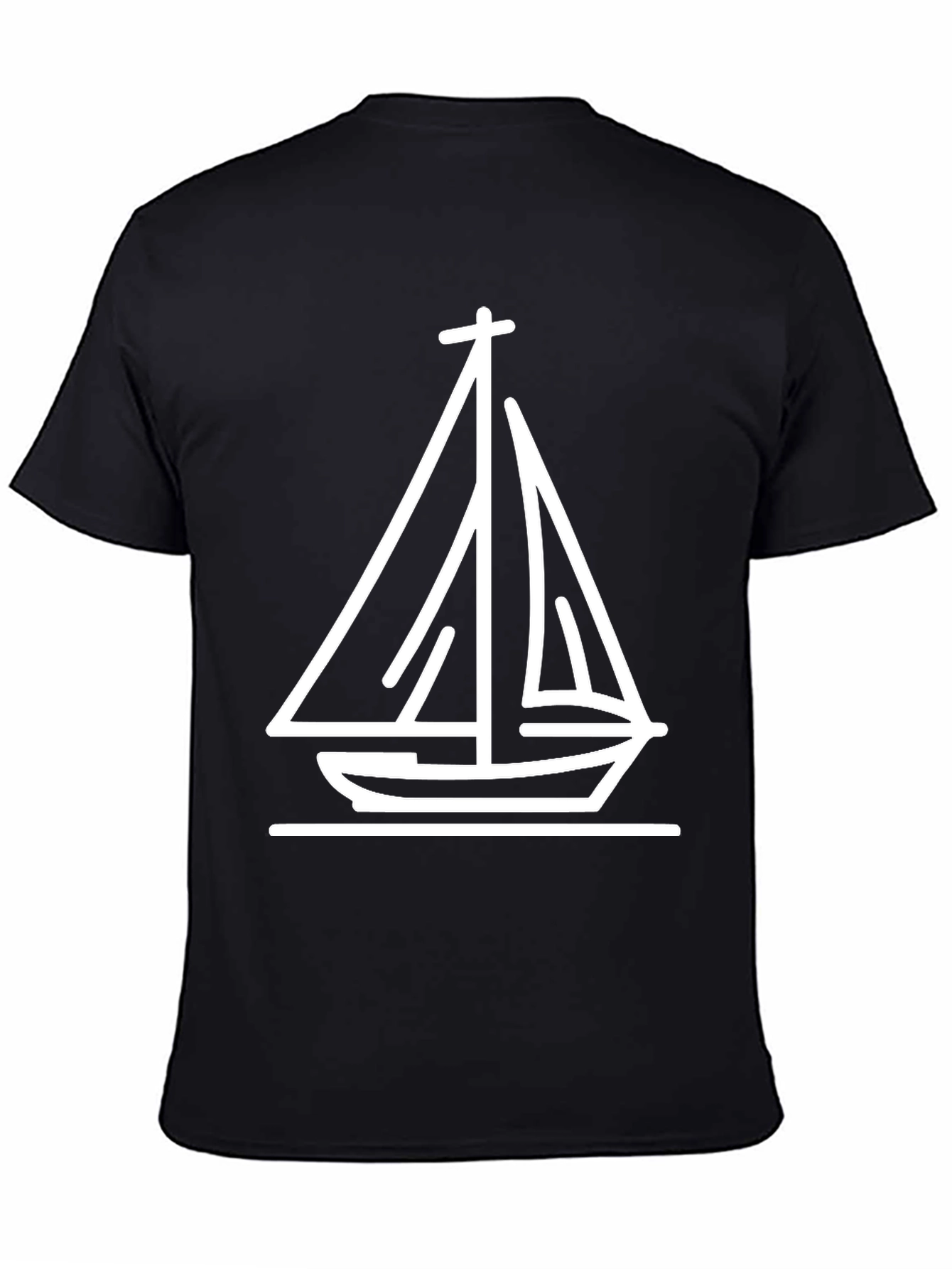 Nautical Sailboat Graphic Tee - Black