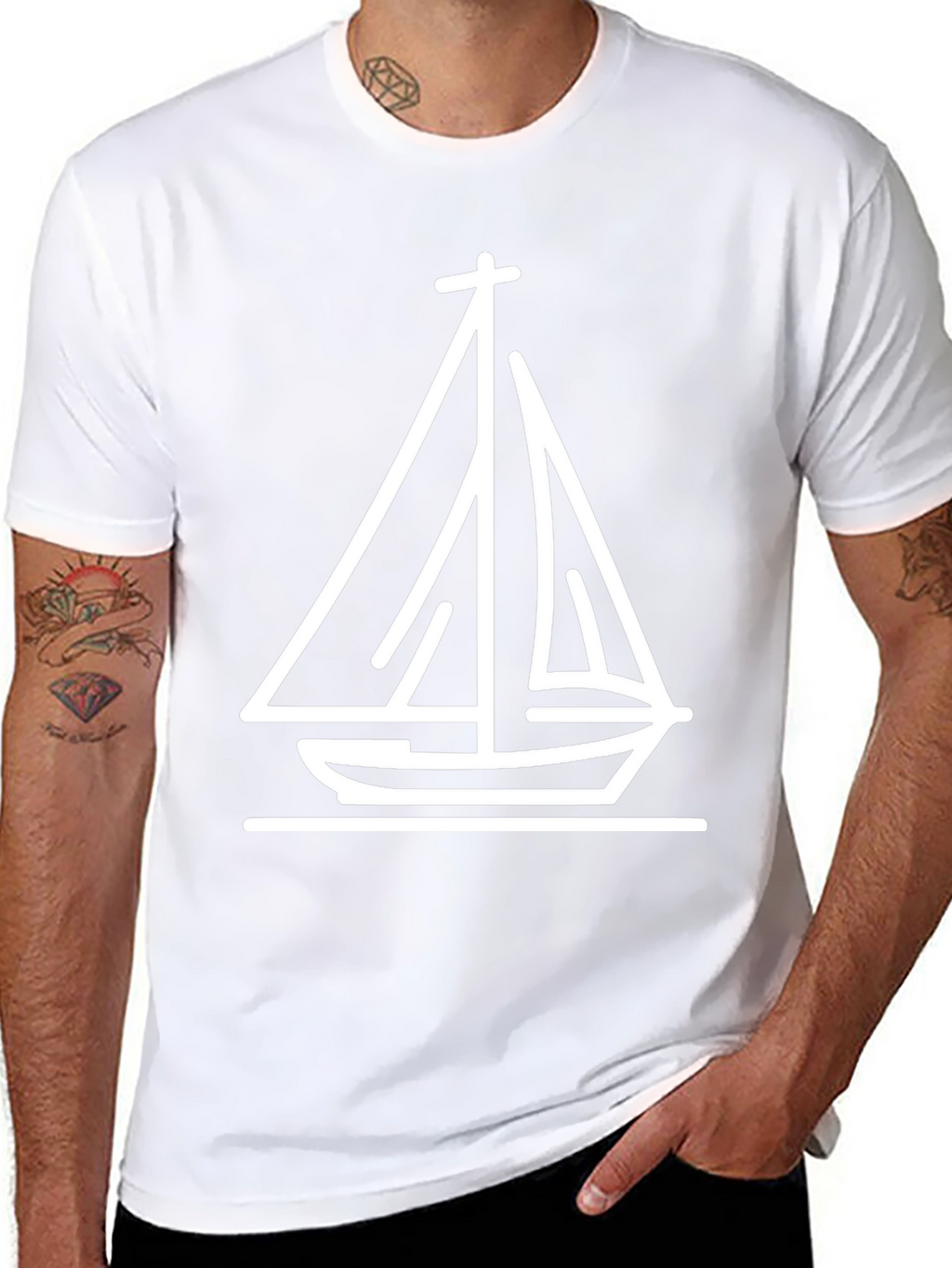 Nautical Sailboat Graphic Tee - Black