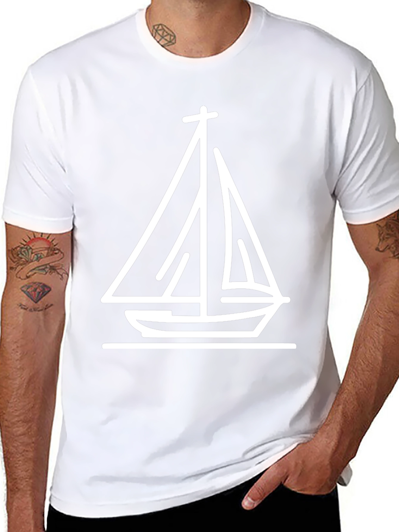 Nautical Sailboat Graphic Tee - Black