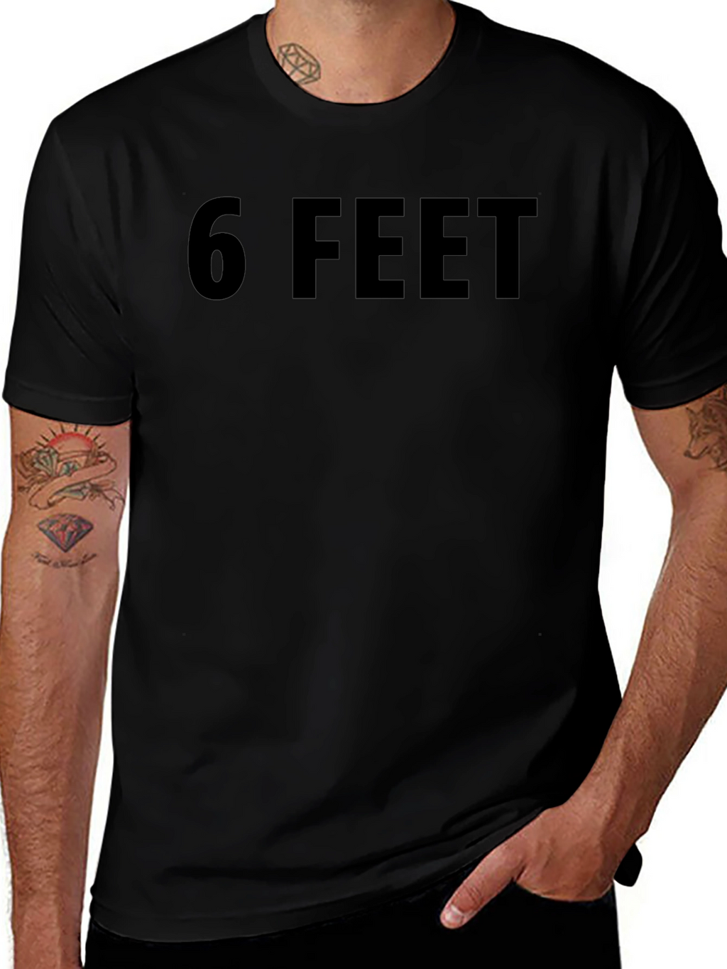 6 Feet Black Graphic Tee - Social Distancing T-Shirt
