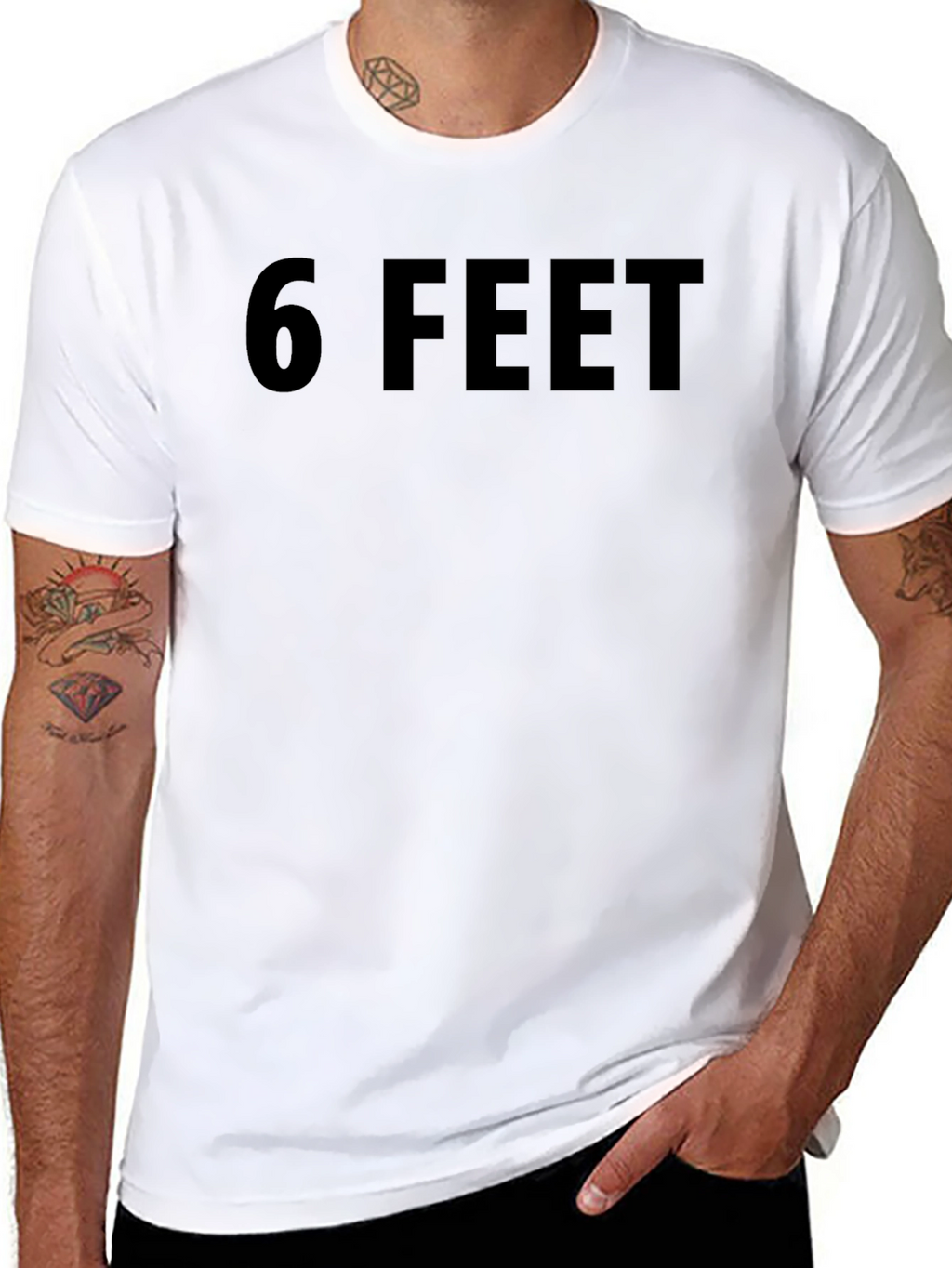 6 Feet Black Graphic Tee - Social Distancing T-Shirt