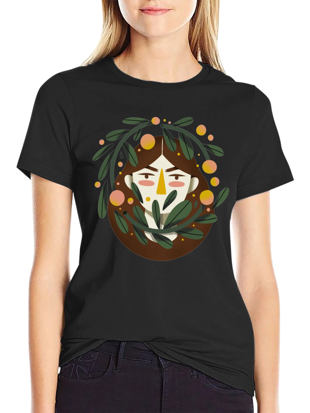 Artistic Graphic Print Black T-Shirt