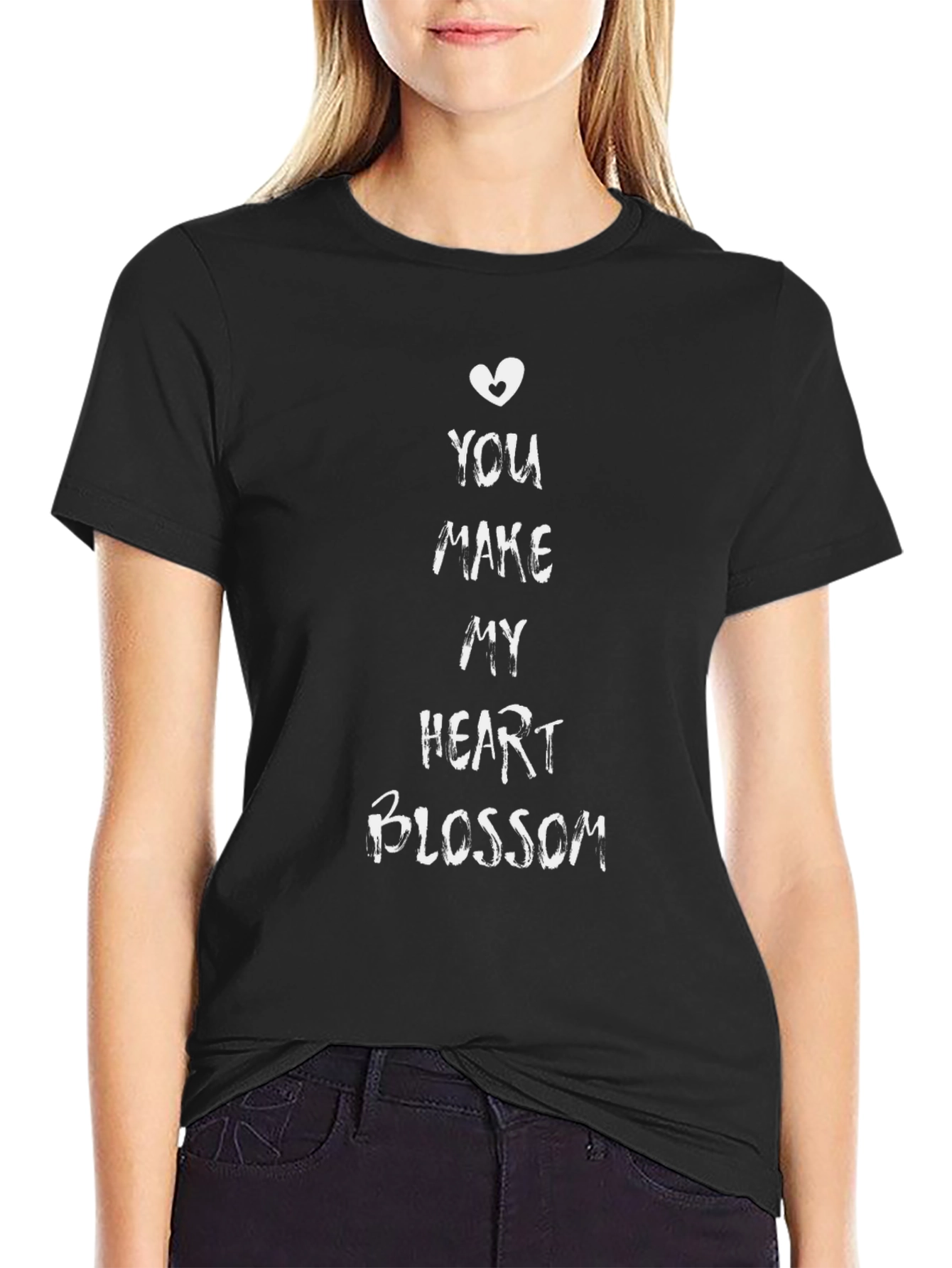 Heart Blossom Black T-Shirt