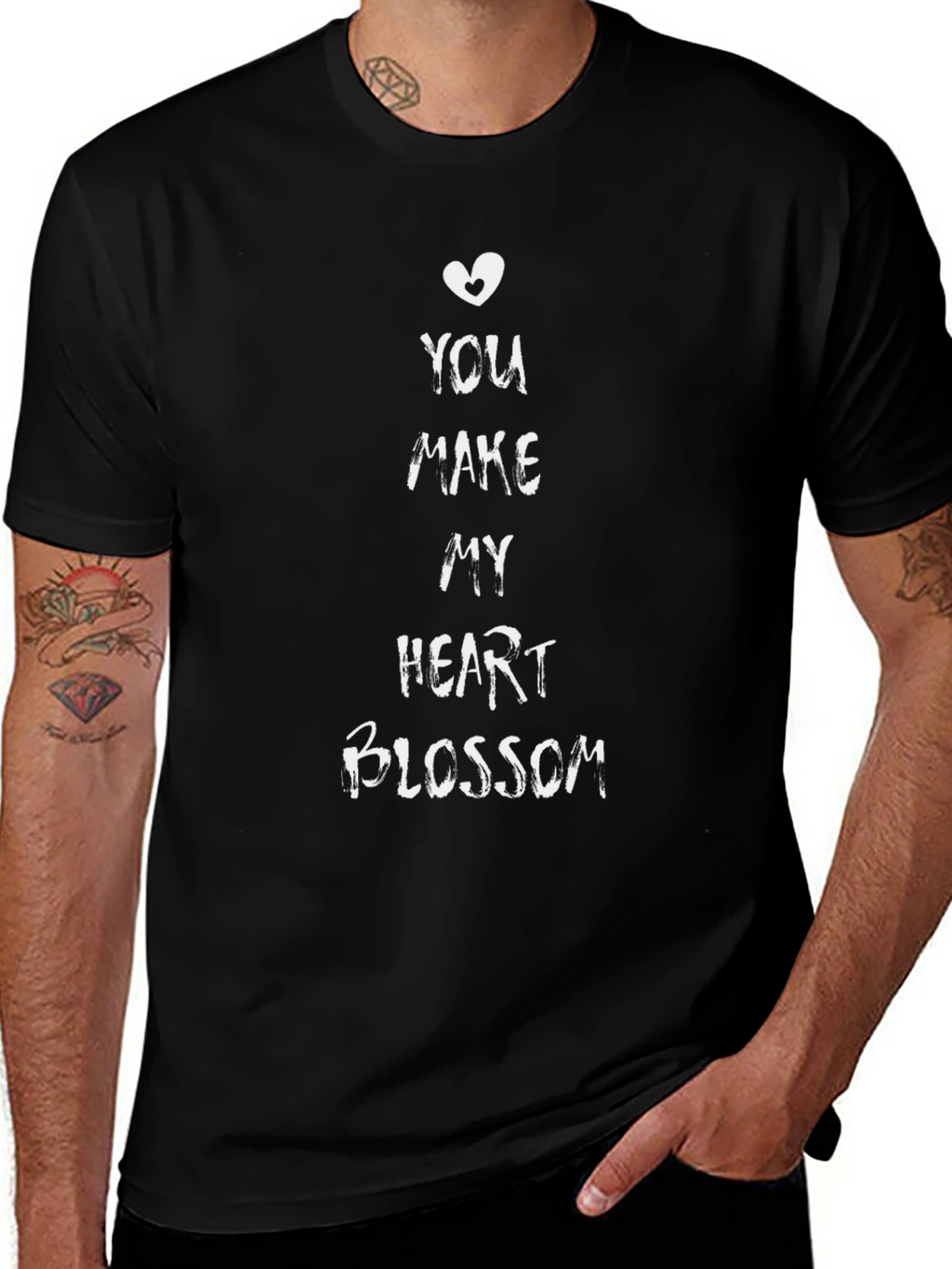 Heart Blossom Black T-Shirt