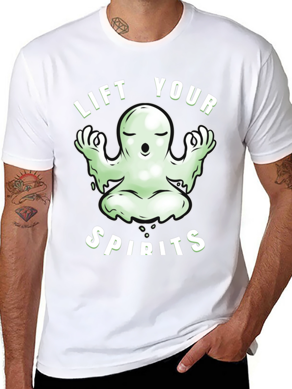 Lift Your Spirits Ghost Meditation Graphic Tee