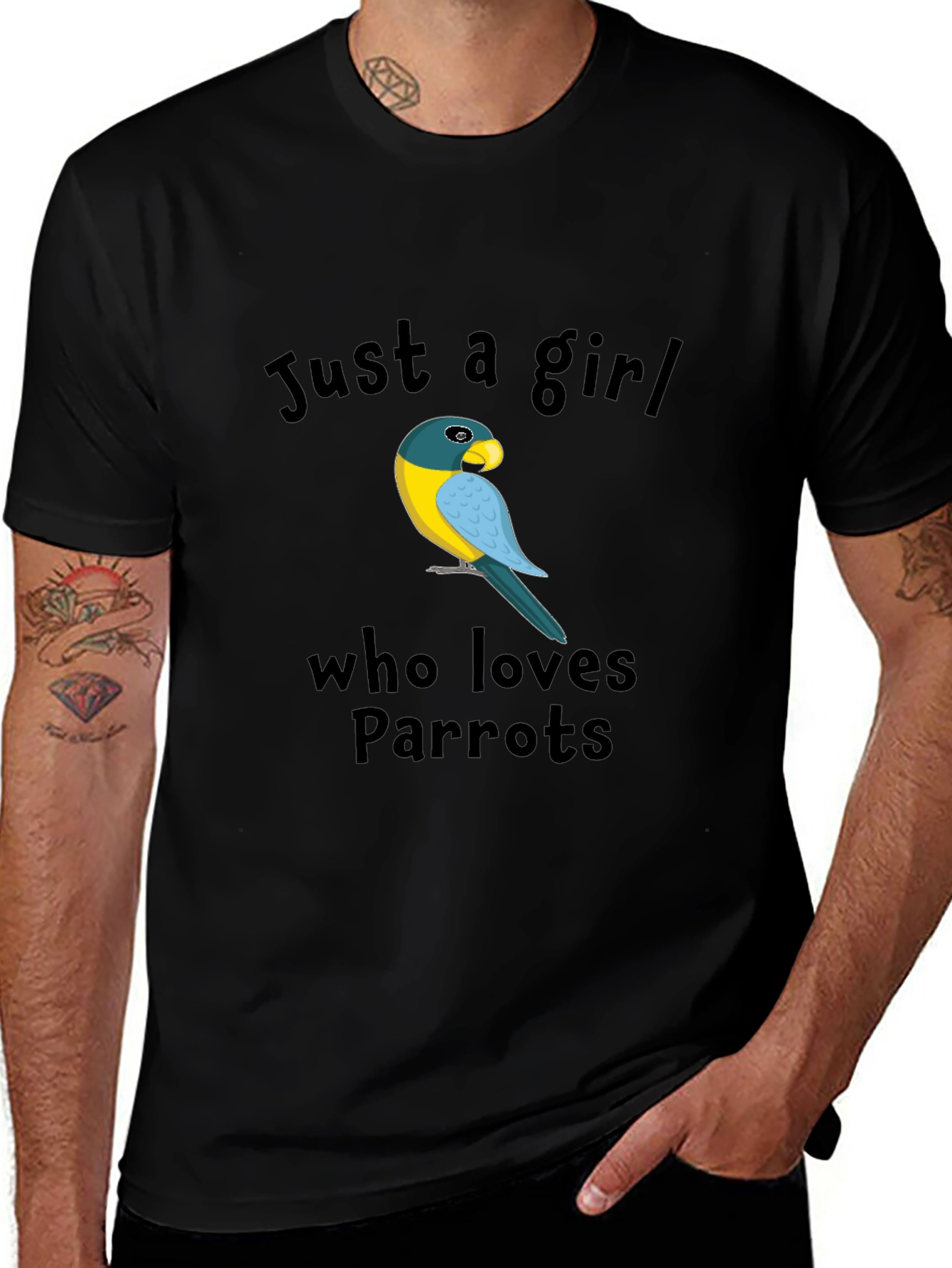 Just a Girl Who Loves Parrots Black T-Shirt