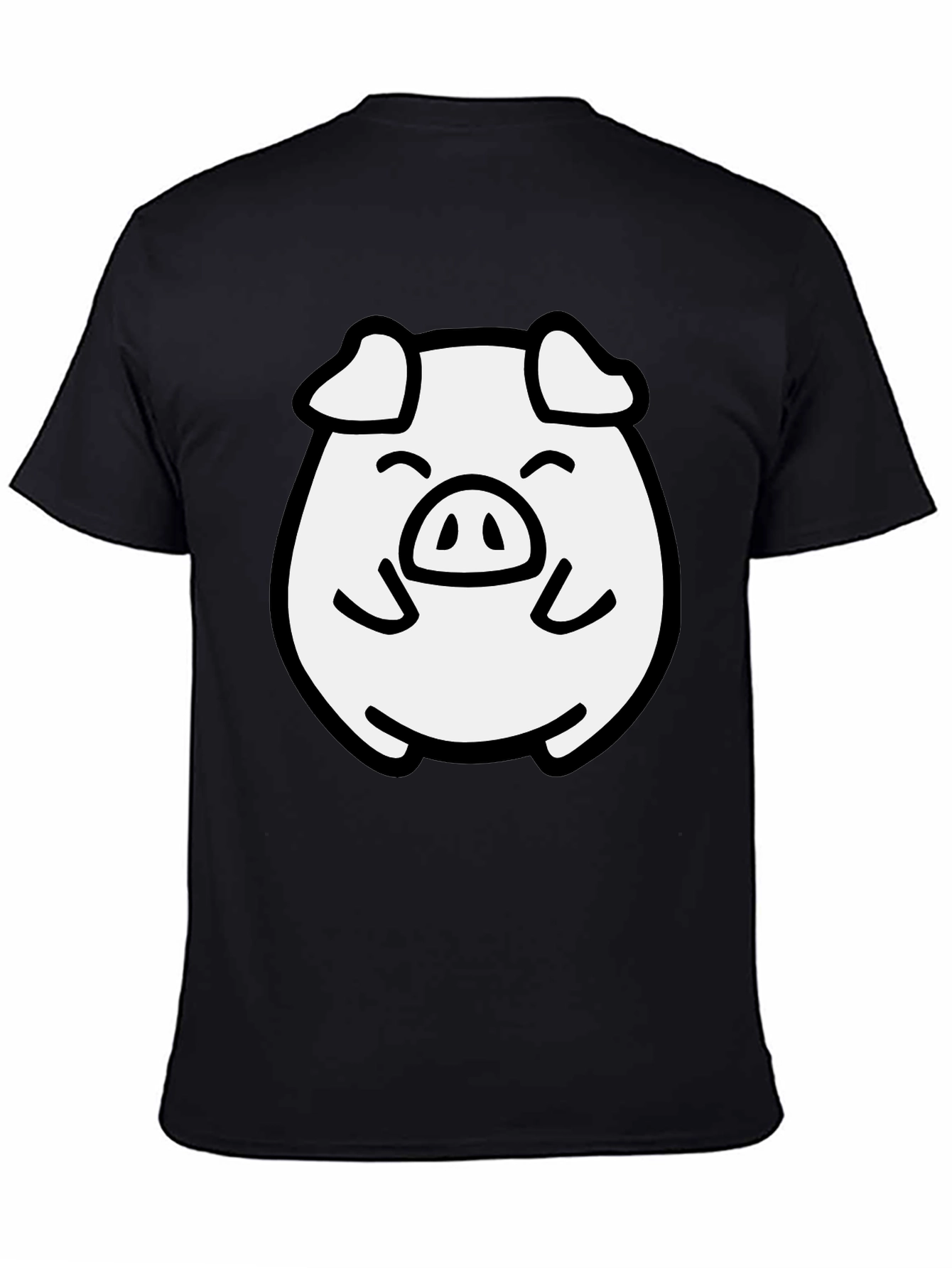 Cute Pig Graphic Black T-Shirt