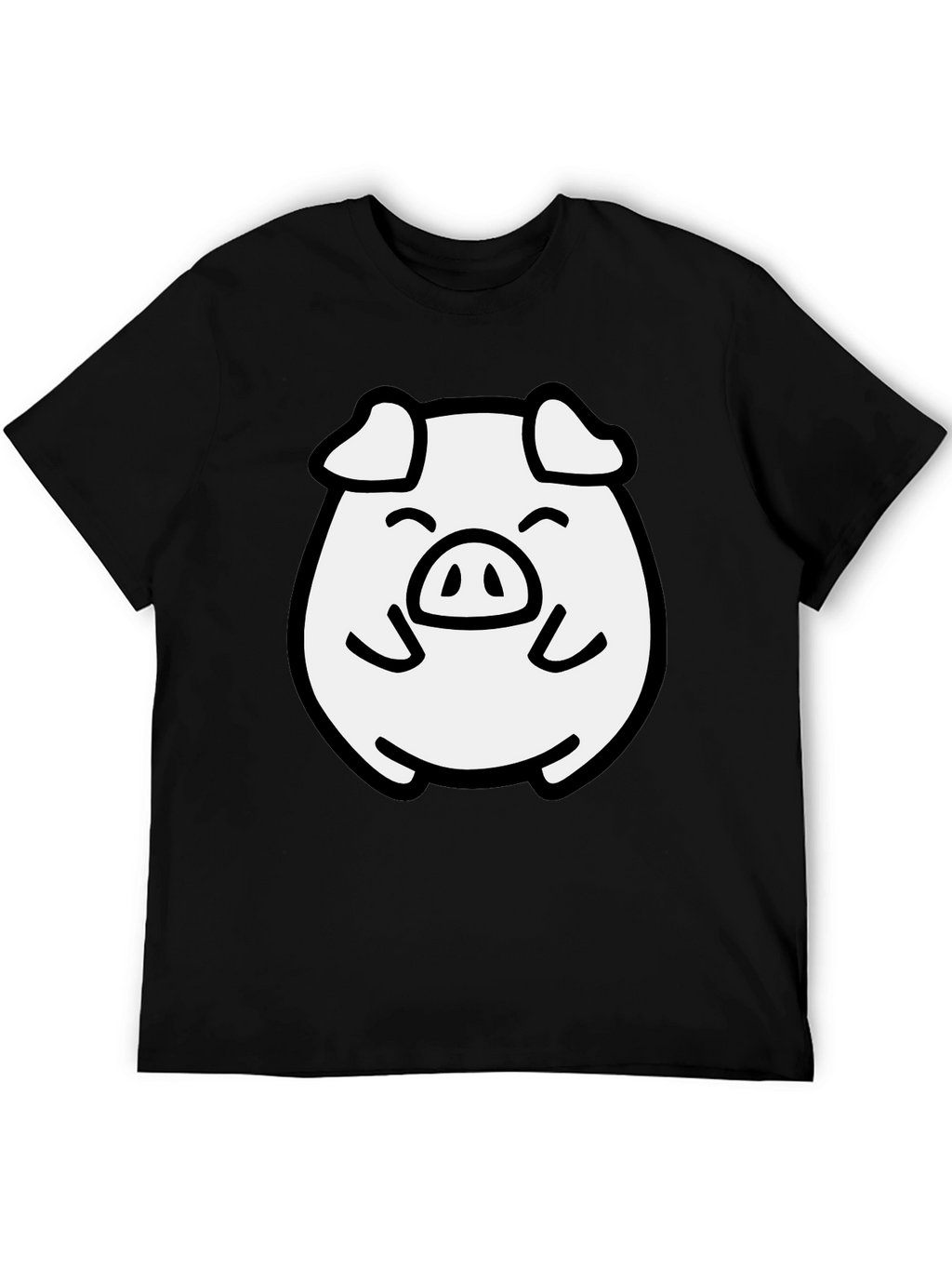 Cute Pig Graphic Black T-Shirt