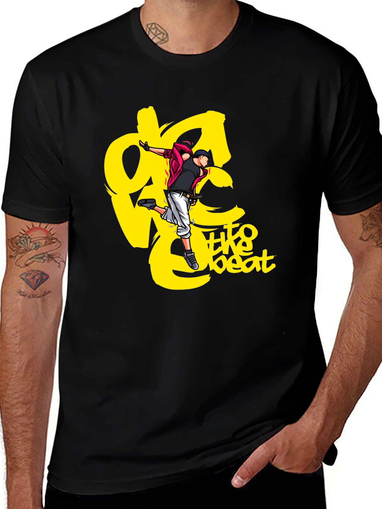 Black Graphic Tee - Dance to the Beat