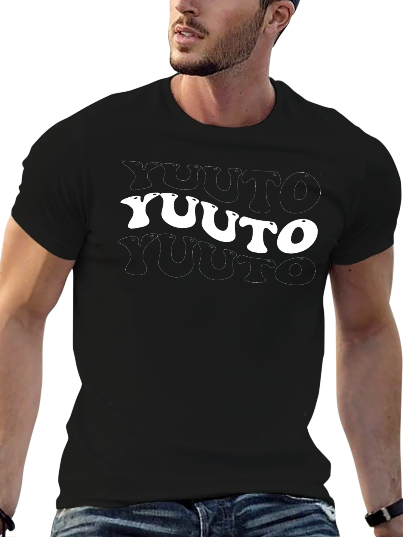 Retro Yuuto Graphic Black T-Shirt