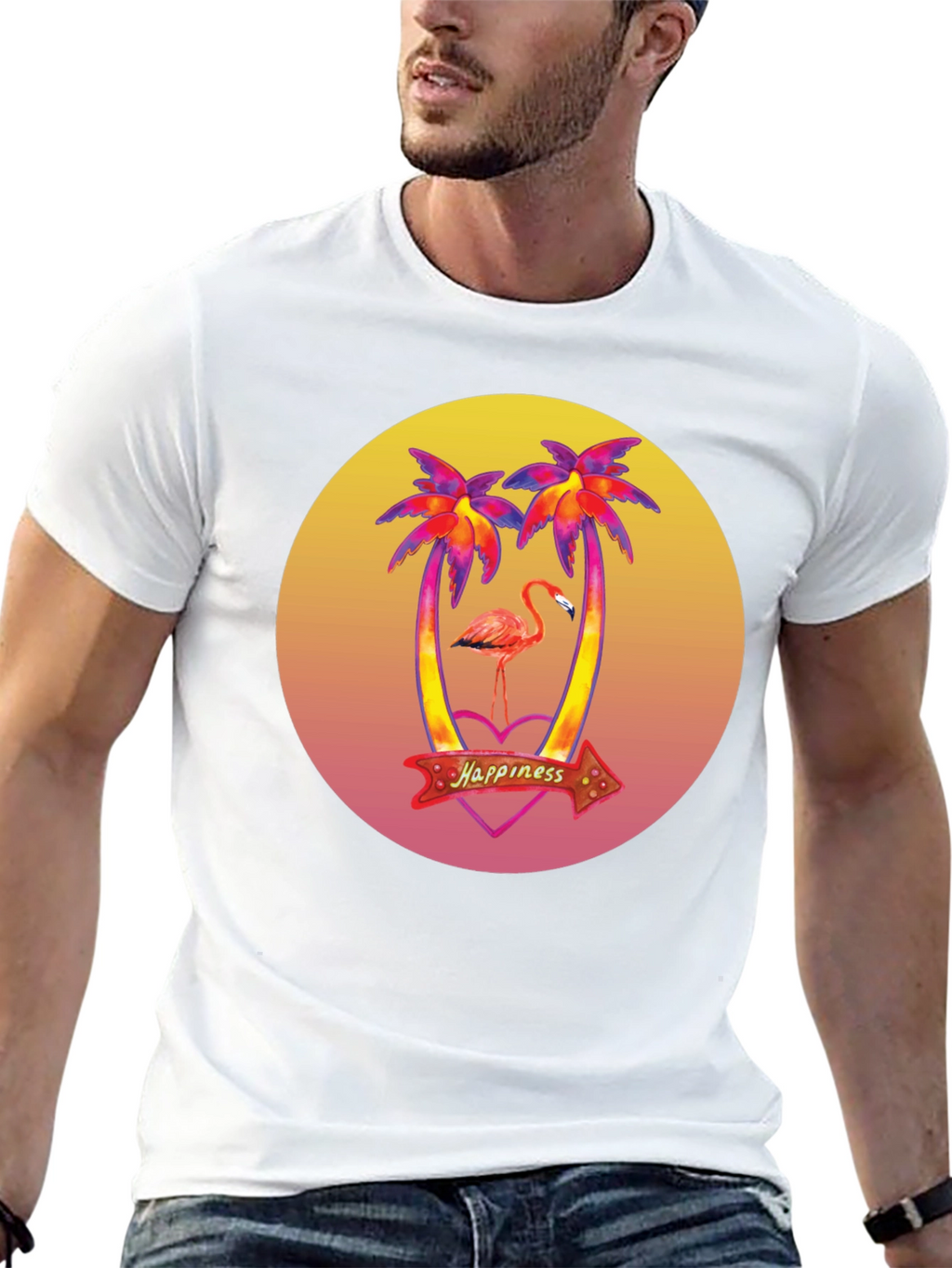 Tropical Flamingo T-Shirt - Happiness Graphic Tee