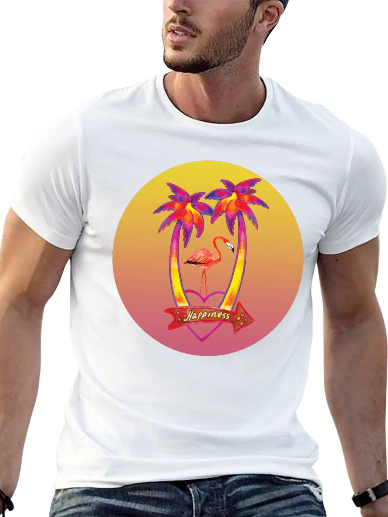 Tropical Flamingo T-Shirt - Happiness Graphic Tee