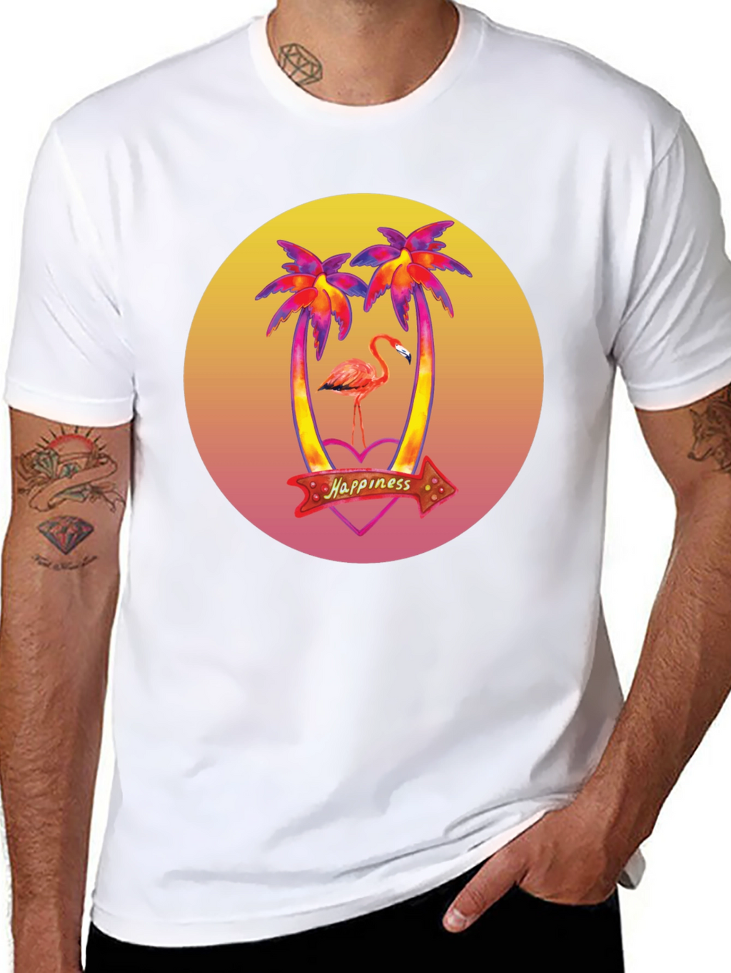 Tropical Flamingo T-Shirt - Happiness Graphic Tee