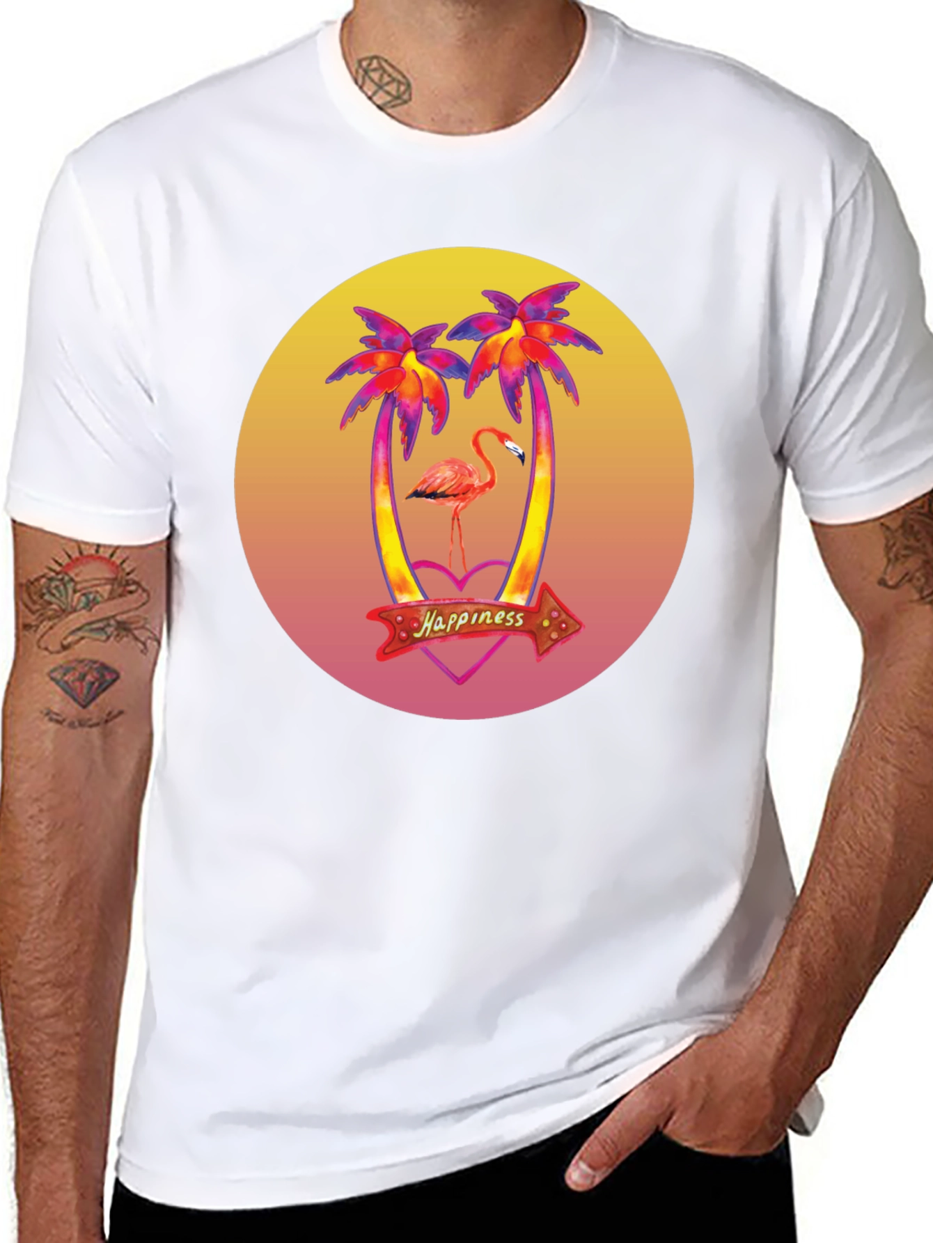 Tropical Flamingo T-Shirt - Happiness Graphic Tee