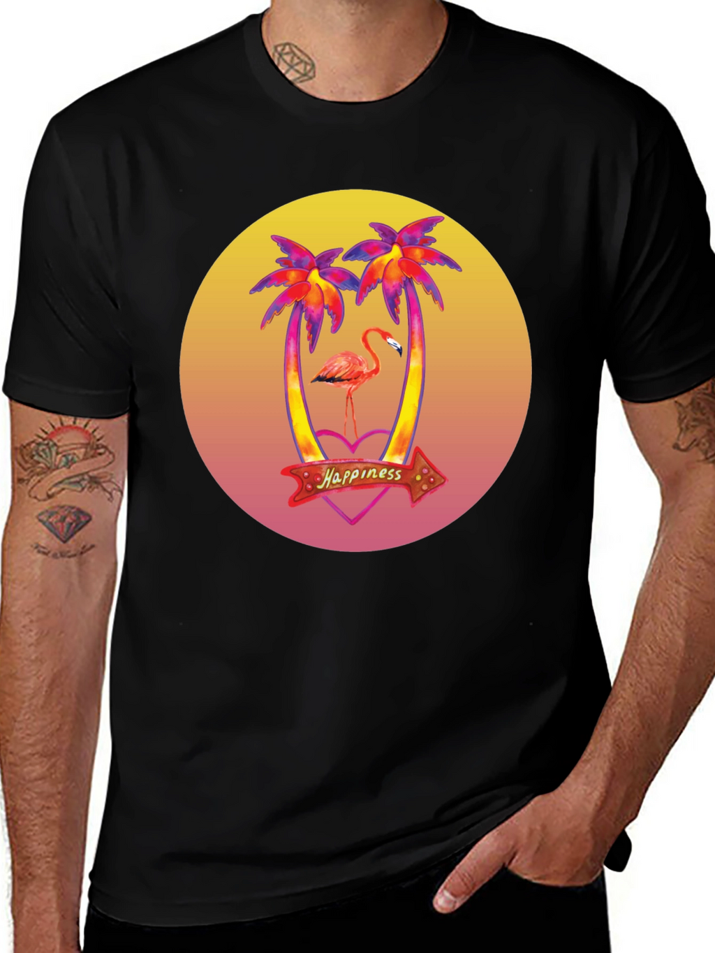 Tropical Flamingo T-Shirt - Happiness Graphic Tee