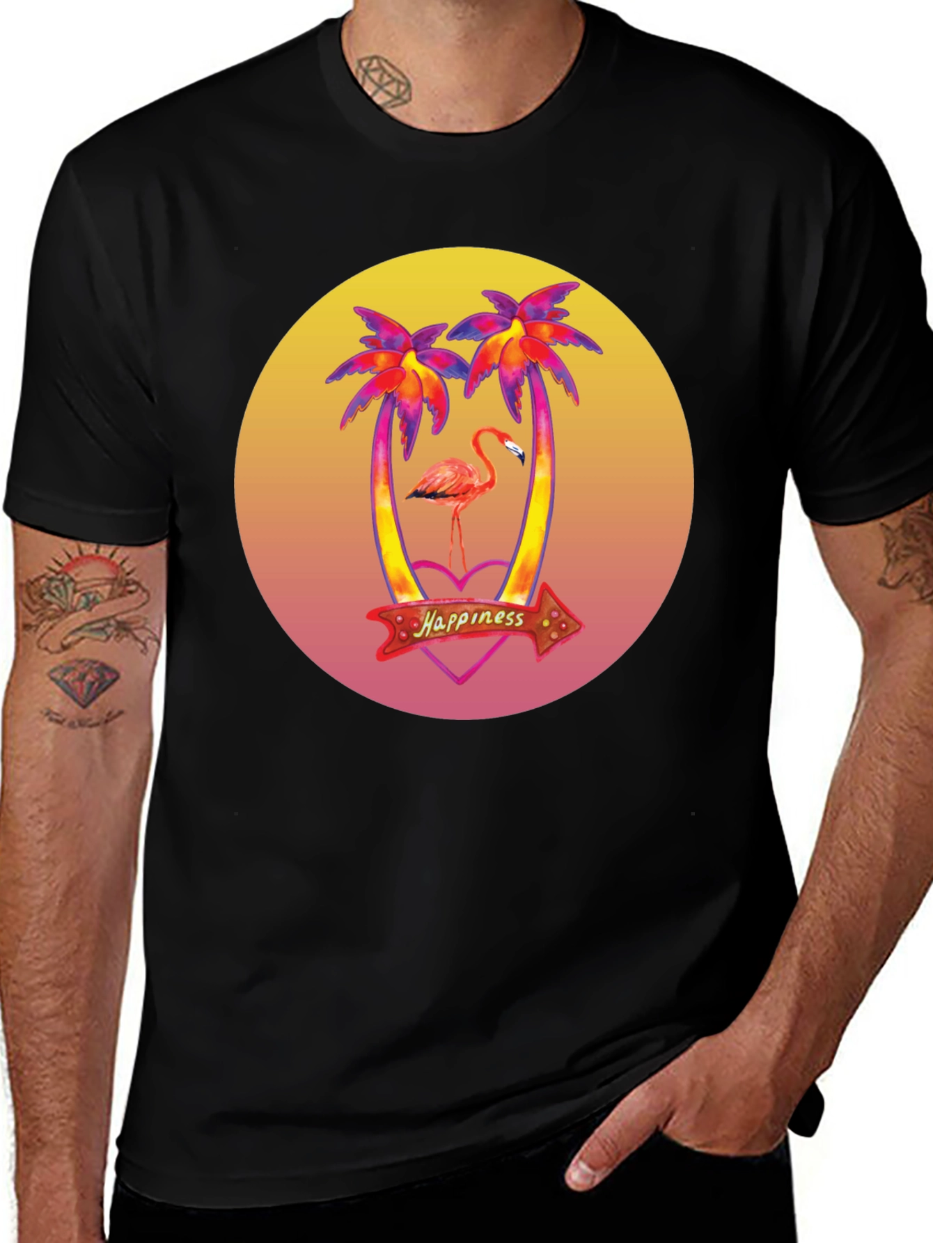 Tropical Flamingo T-Shirt - Happiness Graphic Tee