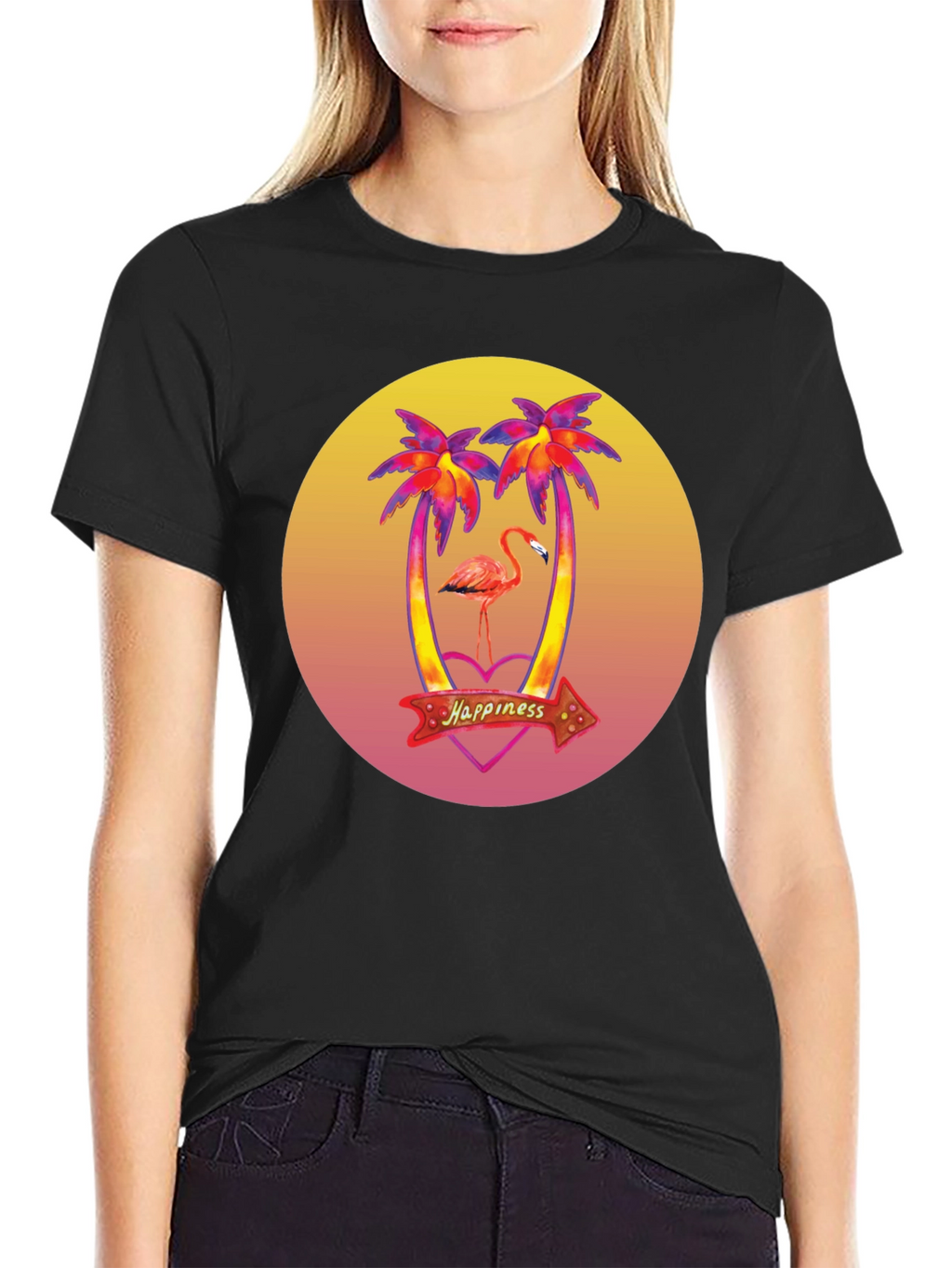 Tropical Flamingo T-Shirt - Happiness Graphic Tee