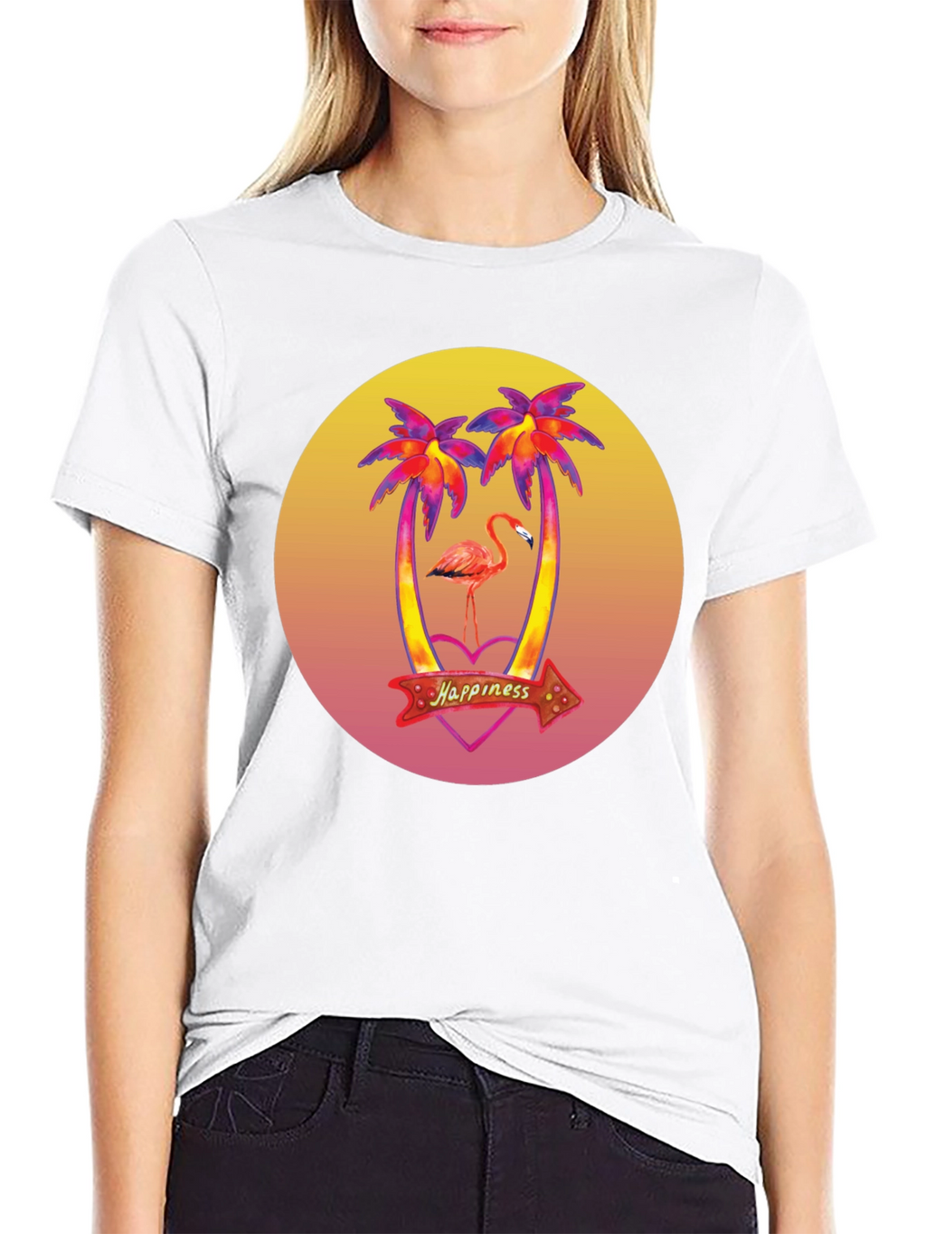 Tropical Flamingo T-Shirt - Happiness Graphic Tee