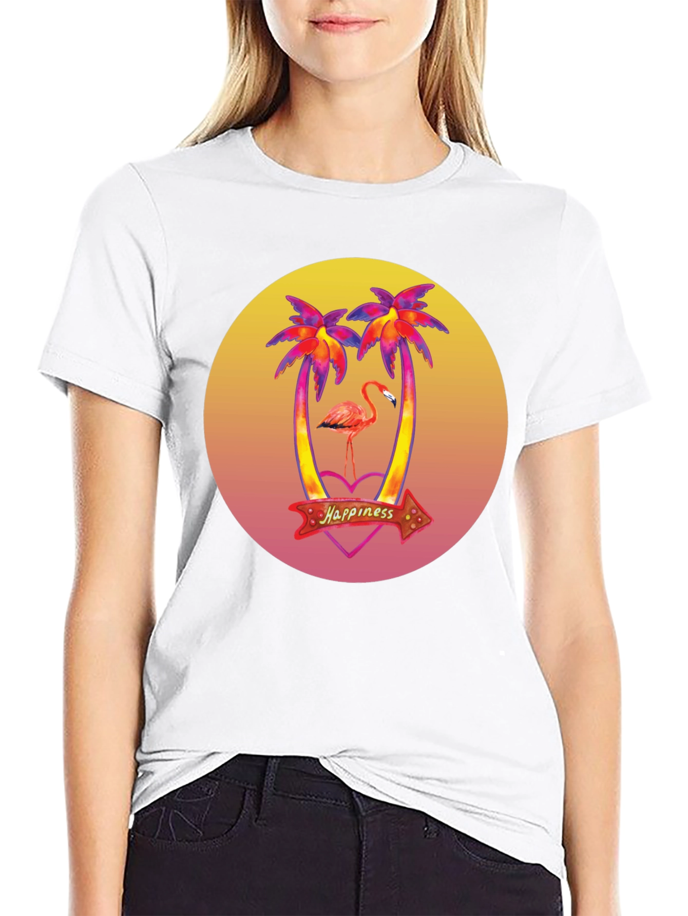 Tropical Flamingo T-Shirt - Happiness Graphic Tee