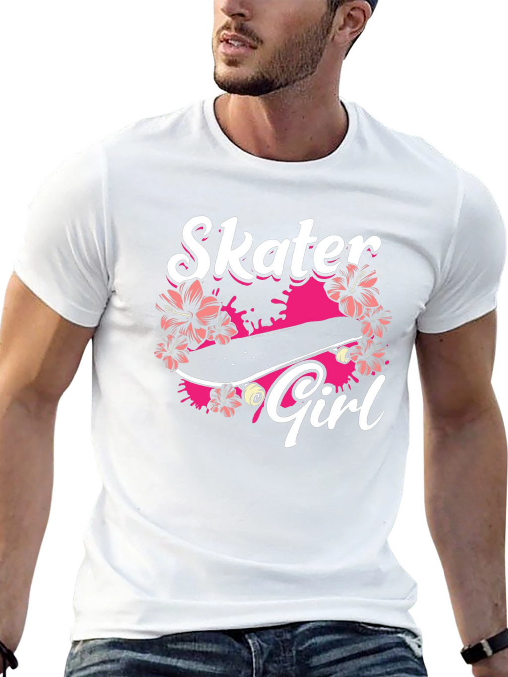 Skater Girl Graphic Tee - Black Cotton T-Shirt