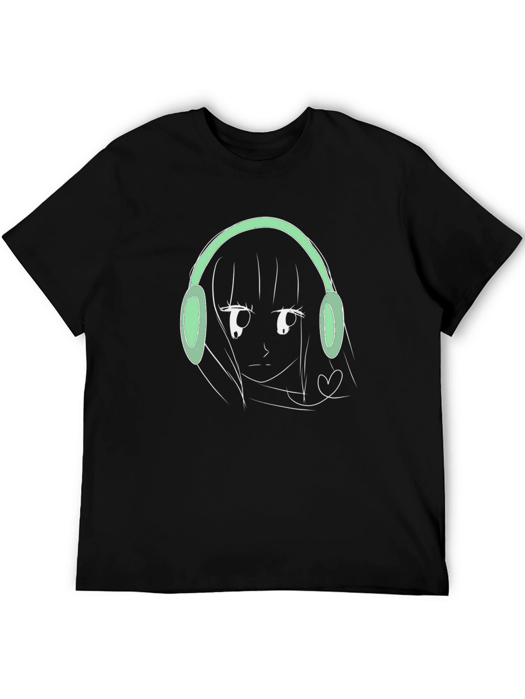 Anime Girl Headphones Graphic T-Shirt - Trendy Streetwear
