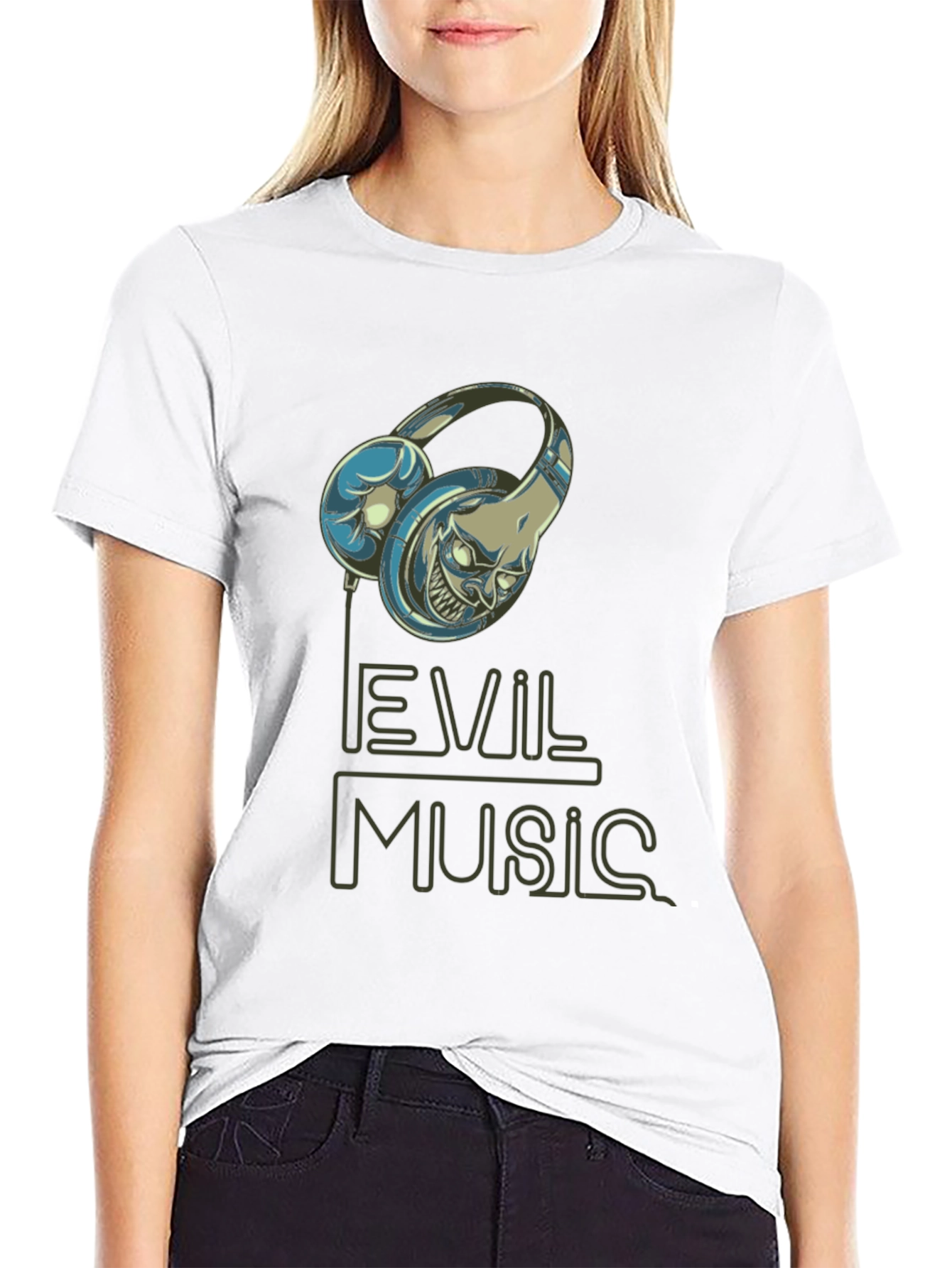 Evil Music Graphic T-Shirt - Black