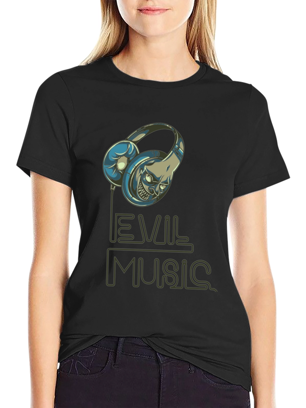 Evil Music Graphic T-Shirt - Black