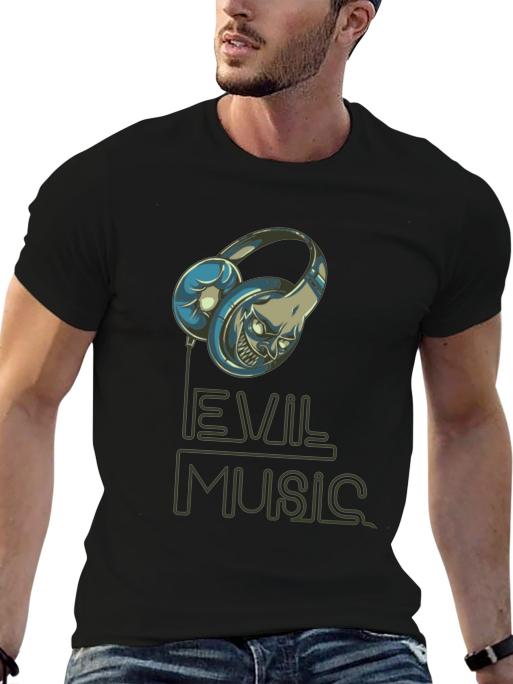 Evil Music Graphic T-Shirt - Black