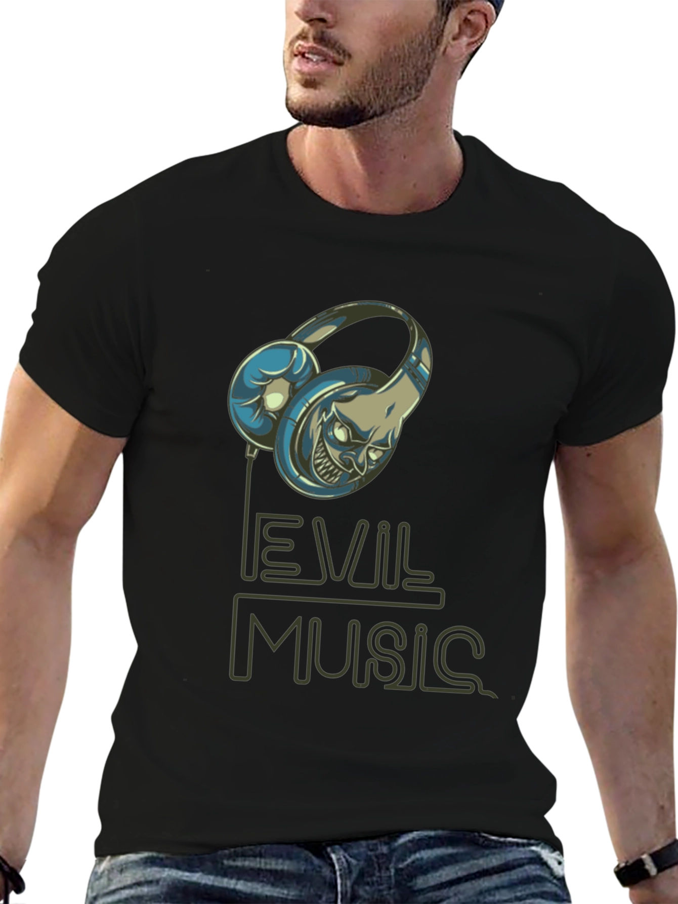 Evil Music Graphic T-Shirt - Black