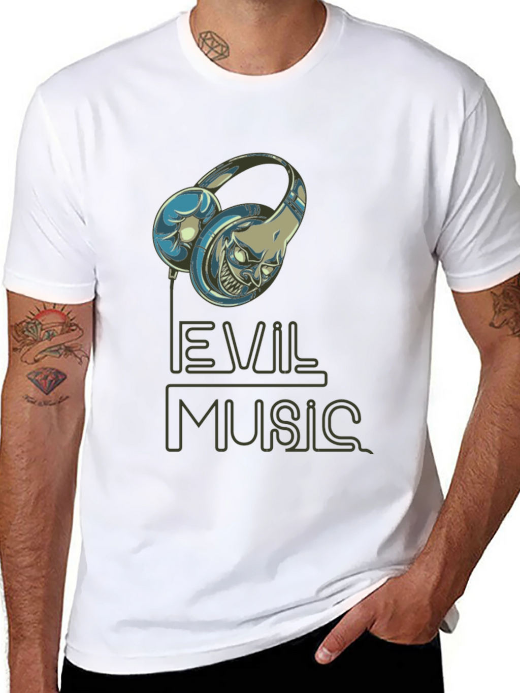 Evil Music Graphic T-Shirt - Black