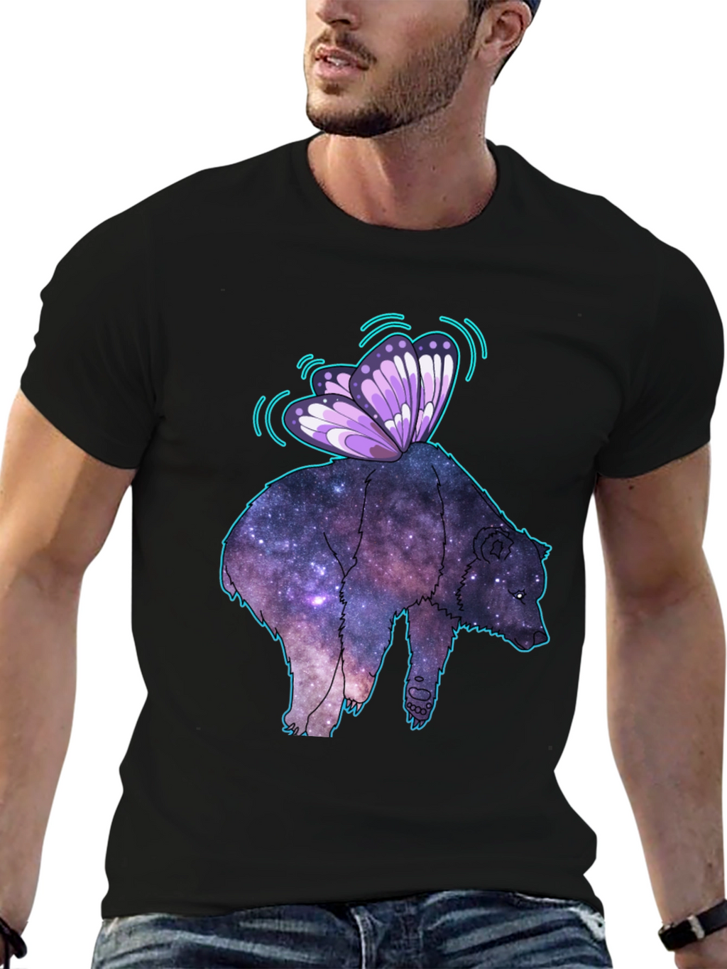 Cosmic Bear Butterfly T-Shirt - Galaxy Animal Tee